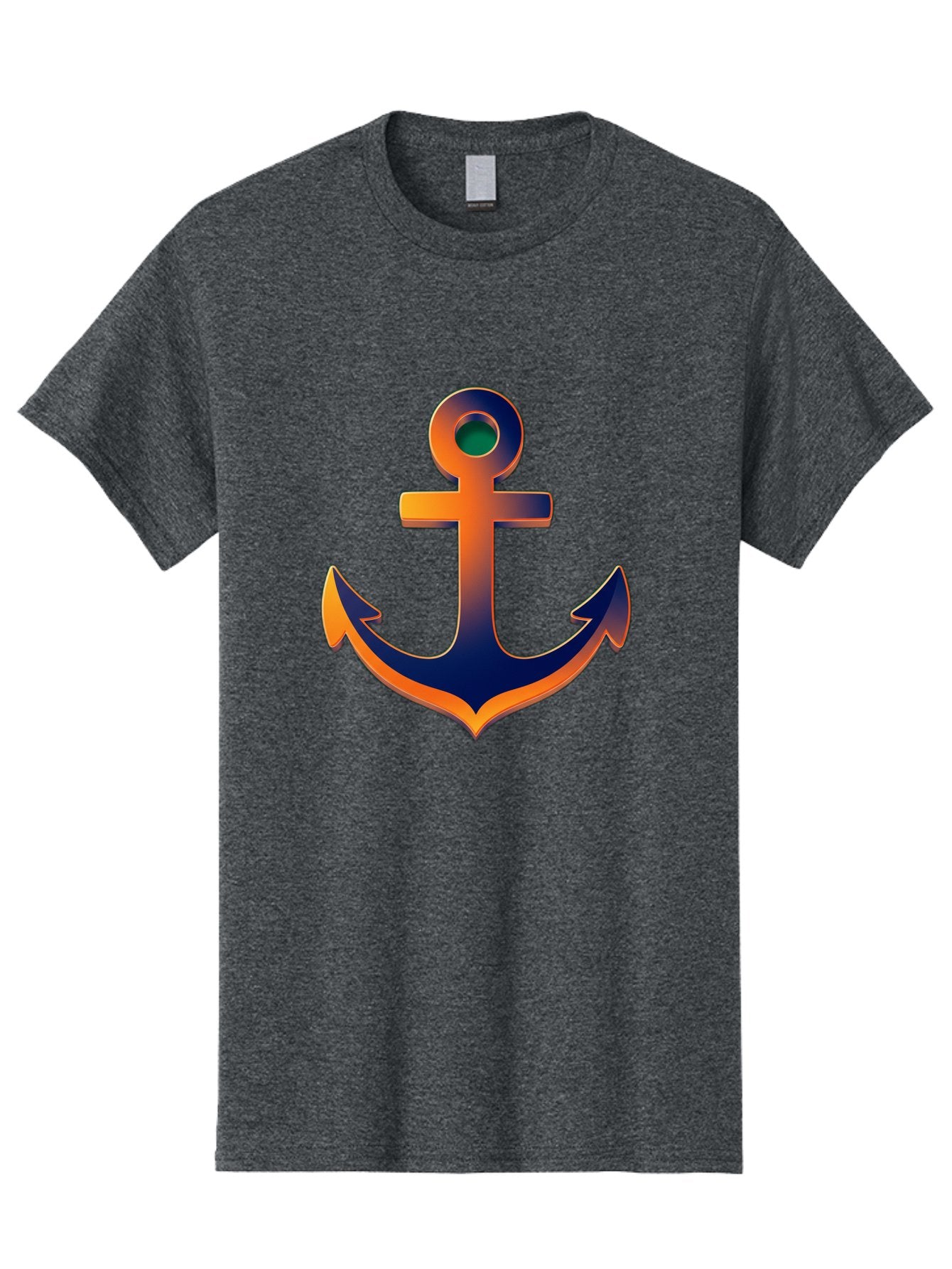 Anchor Men'S Graphic Tee, 100% Cotton, Comfortable Casual Summer Wear, Machine Washable, Anchor Symbol, Nautical Theme, Navy Blue And Orange Gradient, 3D Effect, Maritime Icon, Bold Design, Gradient Colors, Anchor Illustration Bae114 6