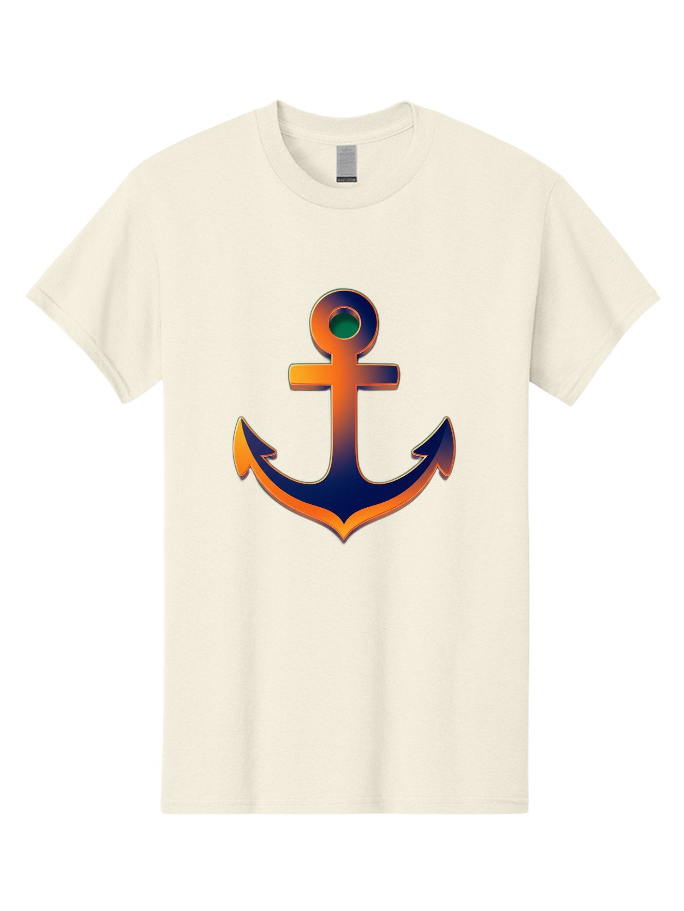 Anchor Men'S Graphic Tee, 100% Cotton, Comfortable Casual Summer Wear, Machine Washable, Anchor Symbol, Nautical Theme, Navy Blue And Orange Gradient, 3D Effect, Maritime Icon, Bold Design, Gradient Colors, Anchor Illustration Bae114 15