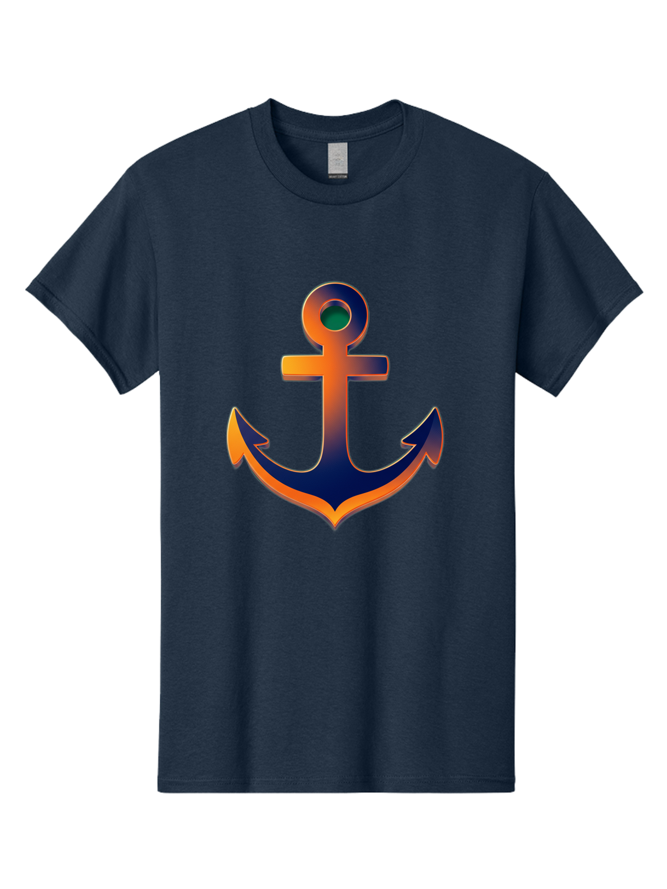 Anchor Men'S Graphic Tee, 100% Cotton, Comfortable Casual Summer Wear, Machine Washable, Anchor Symbol, Nautical Theme, Navy Blue And Orange Gradient, 3D Effect, Maritime Icon, Bold Design, Gradient Colors, Anchor Illustration Bae114 10