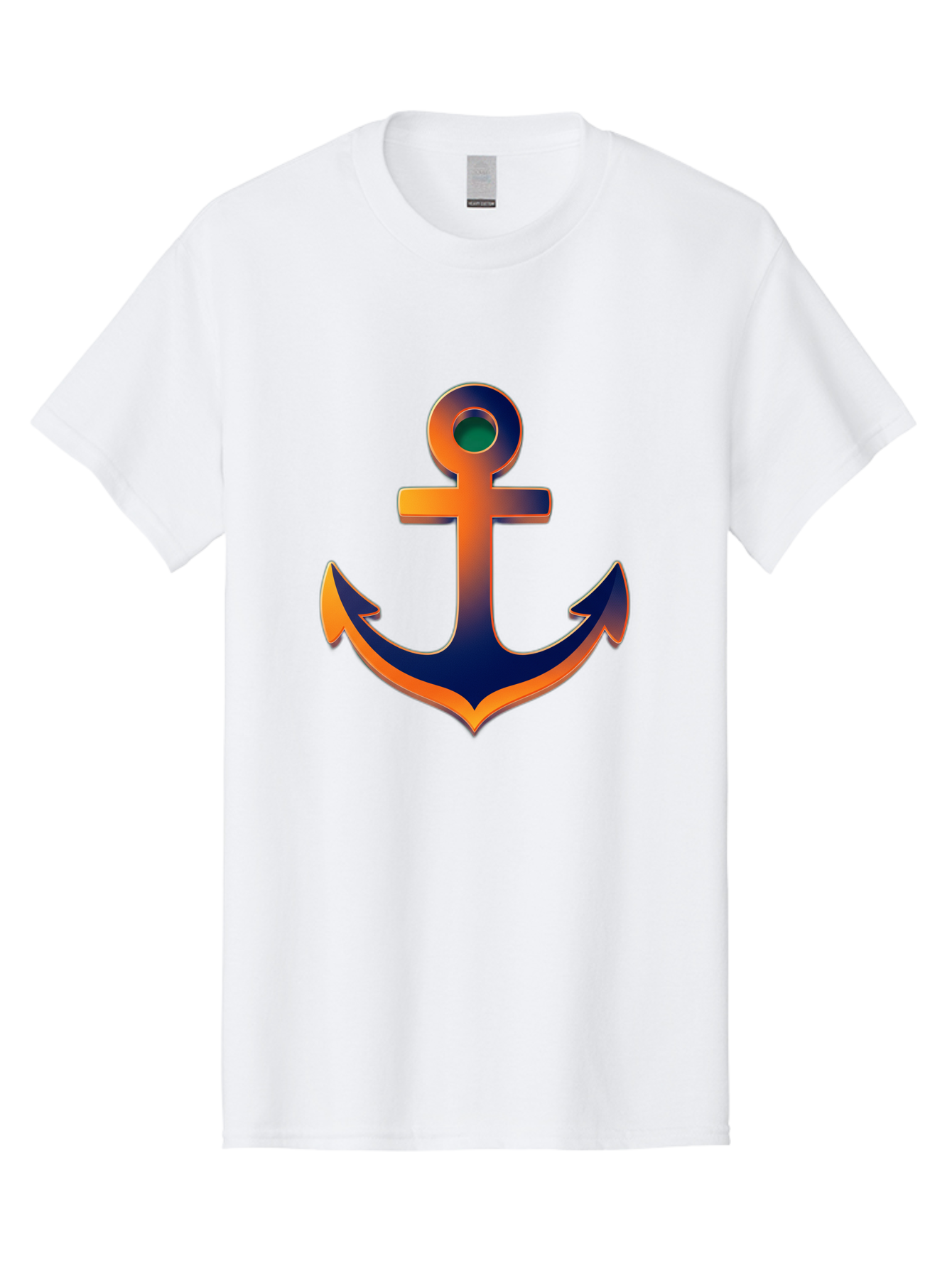 Anchor Men'S Graphic Tee, 100% Cotton, Comfortable Casual Summer Wear, Machine Washable, Anchor Symbol, Nautical Theme, Navy Blue And Orange Gradient, 3D Effect, Maritime Icon, Bold Design, Gradient Colors, Anchor Illustration Bae114 12