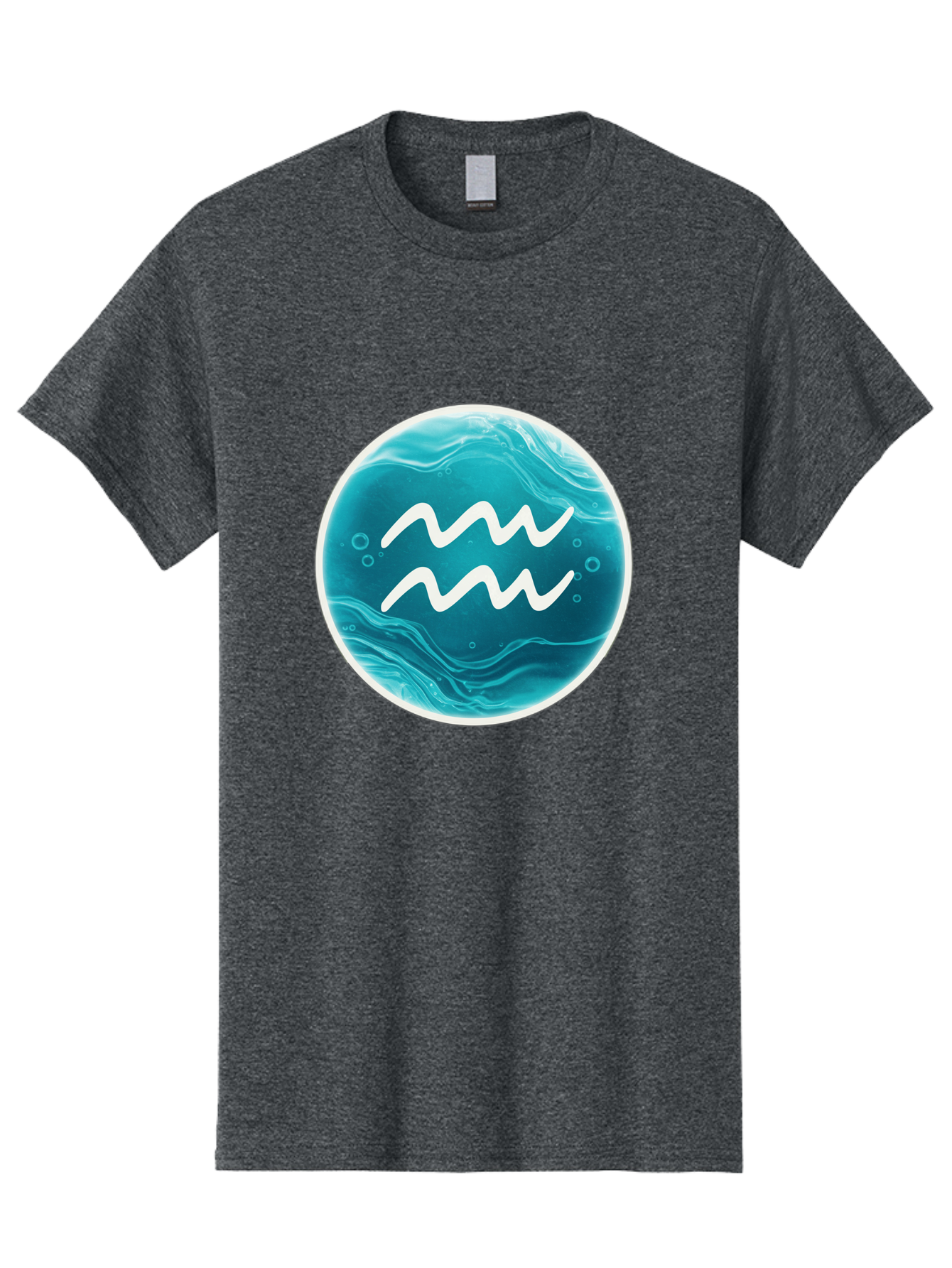 Aquarius Men'S Graphic Tee, 100% Cotton, Comfortable Casual Summer Wear, Machine Washable, Zodiac Symbol, Water Bearer Sign, Astrology Symbol, Aquarius Symbol, White Waves, Blue Circle, Mystical Design, Esoteric Art Bae115 4