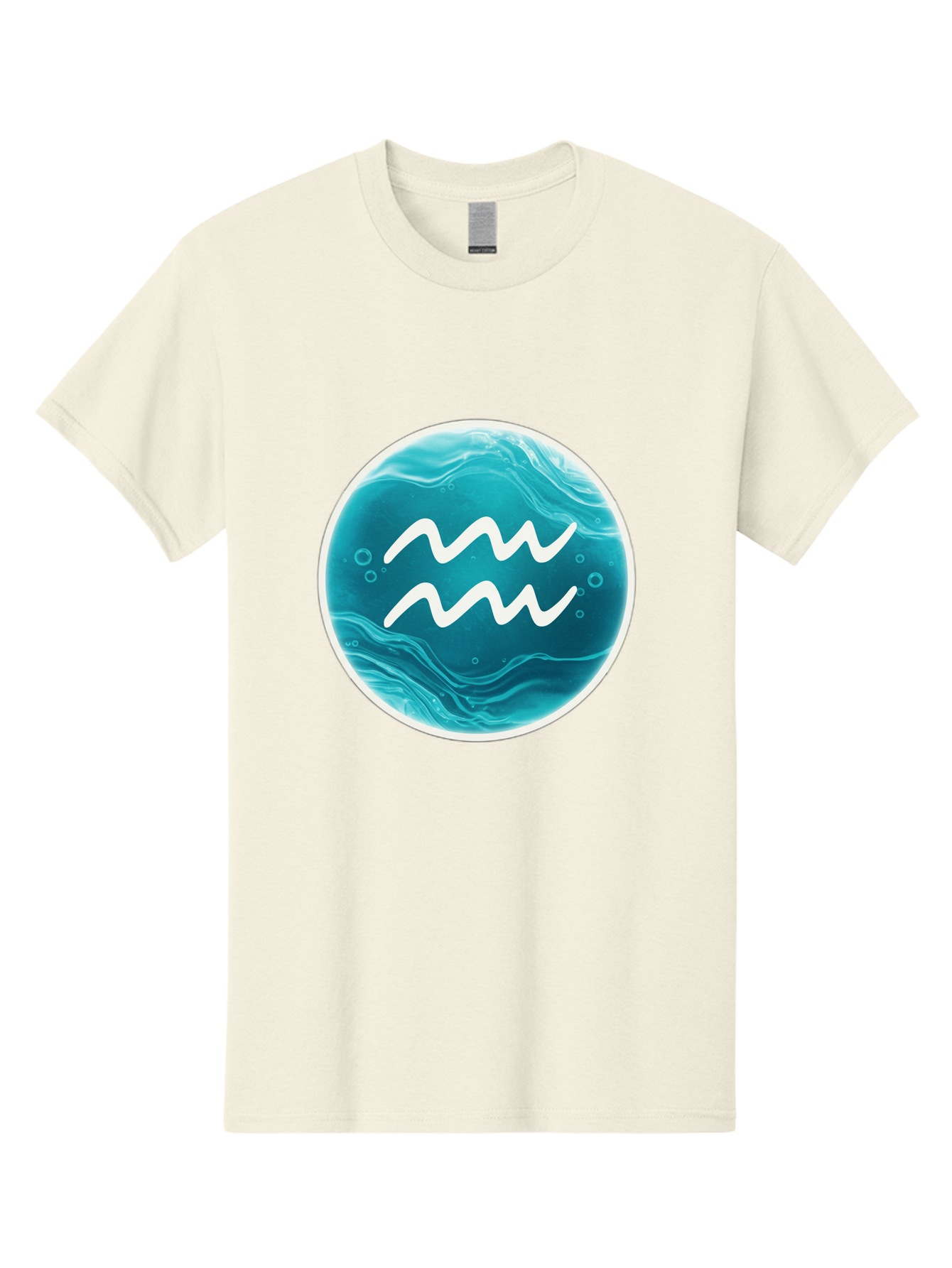 Aquarius Men'S Graphic Tee, 100% Cotton, Comfortable Casual Summer Wear, Machine Washable, Zodiac Symbol, Water Bearer Sign, Astrology Symbol, Aquarius Symbol, White Waves, Blue Circle, Mystical Design, Esoteric Art Bae115 9