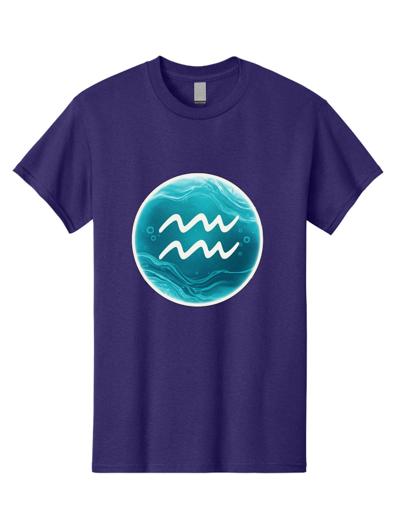 Aquarius Men'S Graphic Tee, 100% Cotton, Comfortable Casual Summer Wear, Machine Washable, Zodiac Symbol, Water Bearer Sign, Astrology Symbol, Aquarius Symbol, White Waves, Blue Circle, Mystical Design, Esoteric Art Bae115 4