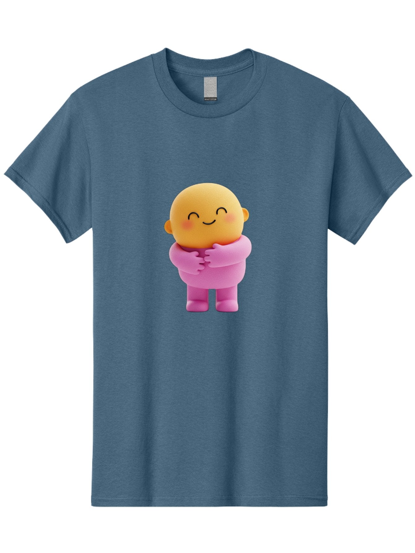 Baby-Figurine Men'S Graphic Tee, 100% Cotton, Comfortable Casual Summer Wear, Machine Washable, Cute Cartoon Character, Smiling Face, Pink Outfit, Hugging Self, Adorable Illustration, Kawaii Art, Lovable Persona, Childlike Charm Bae123