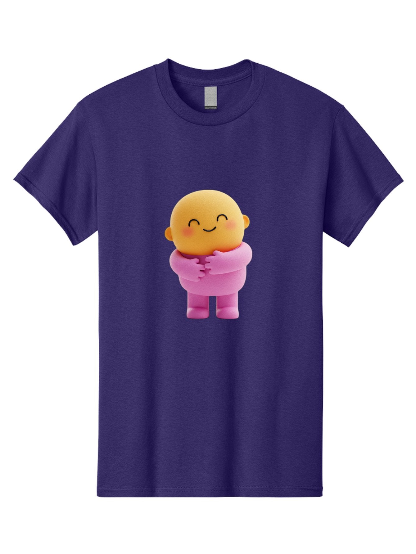 Baby-Figurine Men'S Graphic Tee, 100% Cotton, Comfortable Casual Summer Wear, Machine Washable, Cute Cartoon Character, Smiling Face, Pink Outfit, Hugging Self, Adorable Illustration, Kawaii Art, Lovable Persona, Childlike Charm Bae123