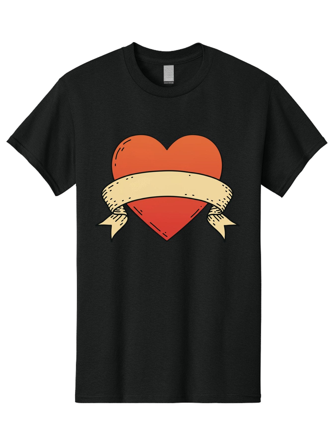 Banner-Heart Men'S Graphic Tee, 100% Cotton, Comfortable Casual Summer Wear, Machine Washable, Red Heart, Banner Wrapped, Tattoo Art, Cartoon Style, Heart Symbol, Ribbon Design, Classic Illustration, Love Emblem Bae124 6
