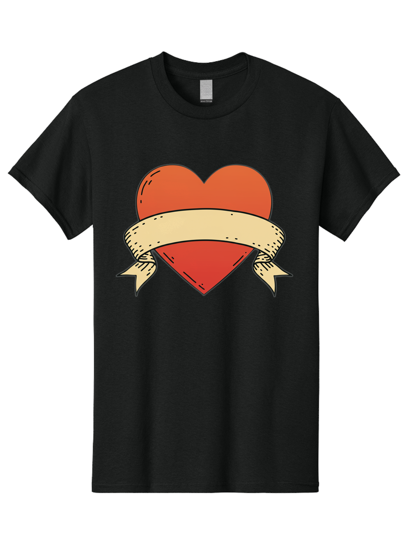 Banner-Heart Men'S Graphic Tee, 100% Cotton, Comfortable Casual Summer Wear, Machine Washable, Red Heart, Banner Wrapped, Tattoo Art, Cartoon Style, Heart Symbol, Ribbon Design, Classic Illustration, Love Emblem Bae124 7