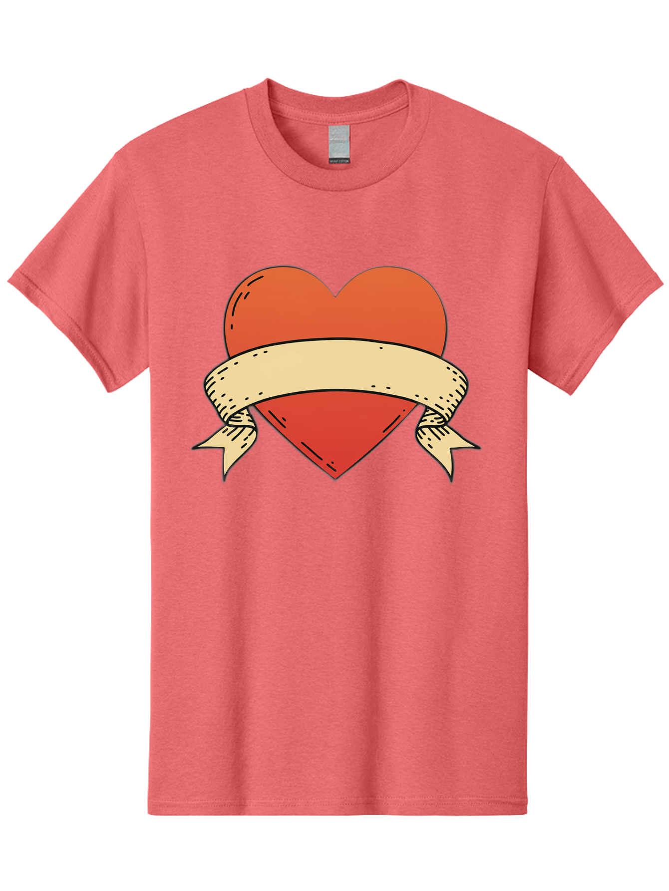 Banner-Heart Men'S Graphic Tee, 100% Cotton, Comfortable Casual Summer Wear, Machine Washable, Red Heart, Banner Wrapped, Tattoo Art, Cartoon Style, Heart Symbol, Ribbon Design, Classic Illustration, Love Emblem Bae124 14