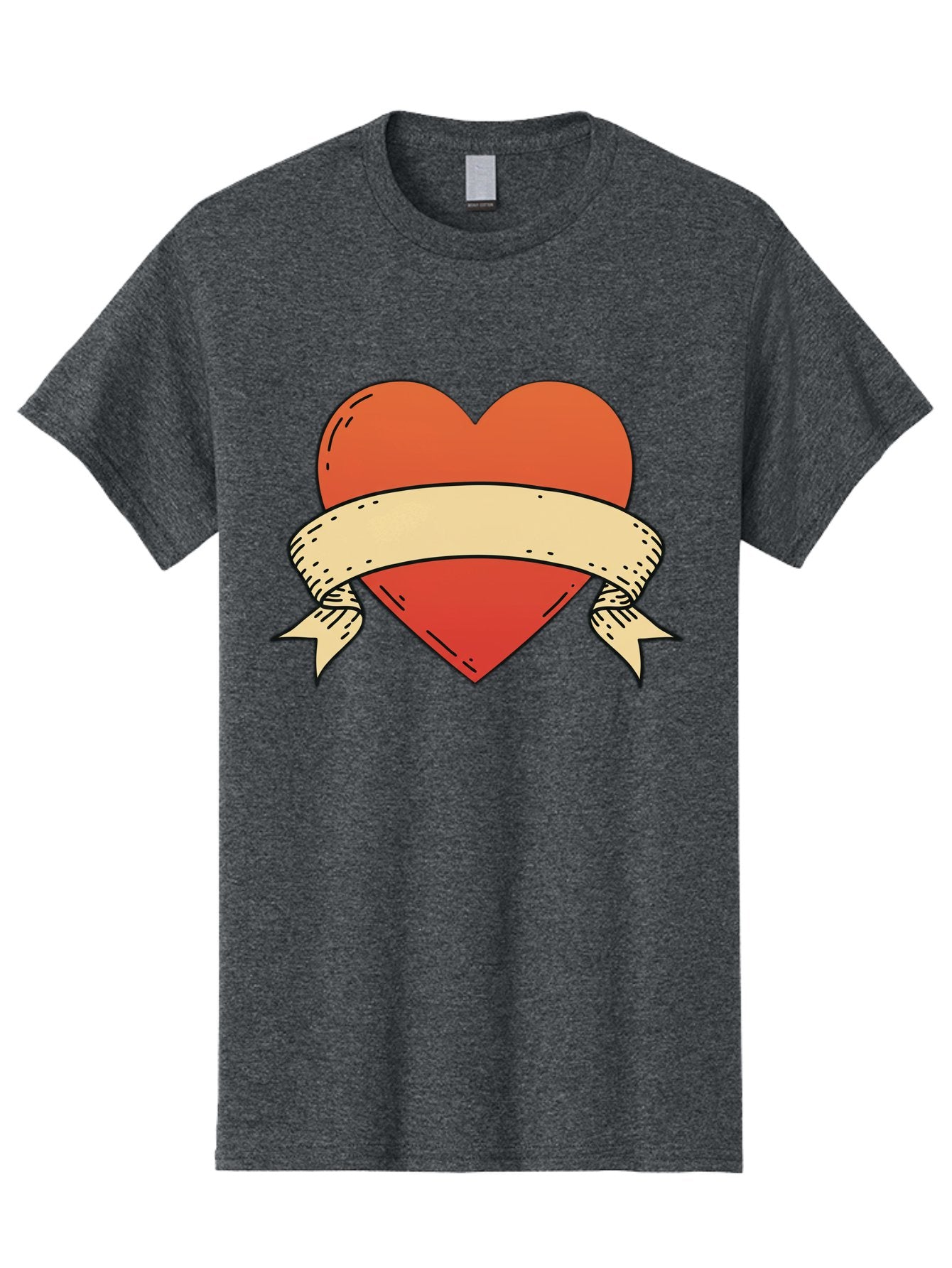 Banner-Heart Men'S Graphic Tee, 100% Cotton, Comfortable Casual Summer Wear, Machine Washable, Red Heart, Banner Wrapped, Tattoo Art, Cartoon Style, Heart Symbol, Ribbon Design, Classic Illustration, Love Emblem Bae124 15