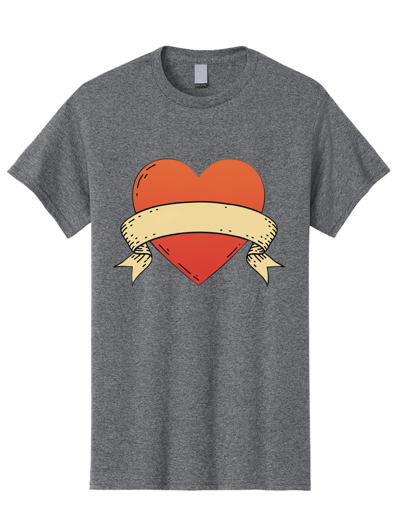 Banner-Heart Men'S Graphic Tee, 100% Cotton, Comfortable Casual Summer Wear, Machine Washable, Red Heart, Banner Wrapped, Tattoo Art, Cartoon Style, Heart Symbol, Ribbon Design, Classic Illustration, Love Emblem Bae124 11