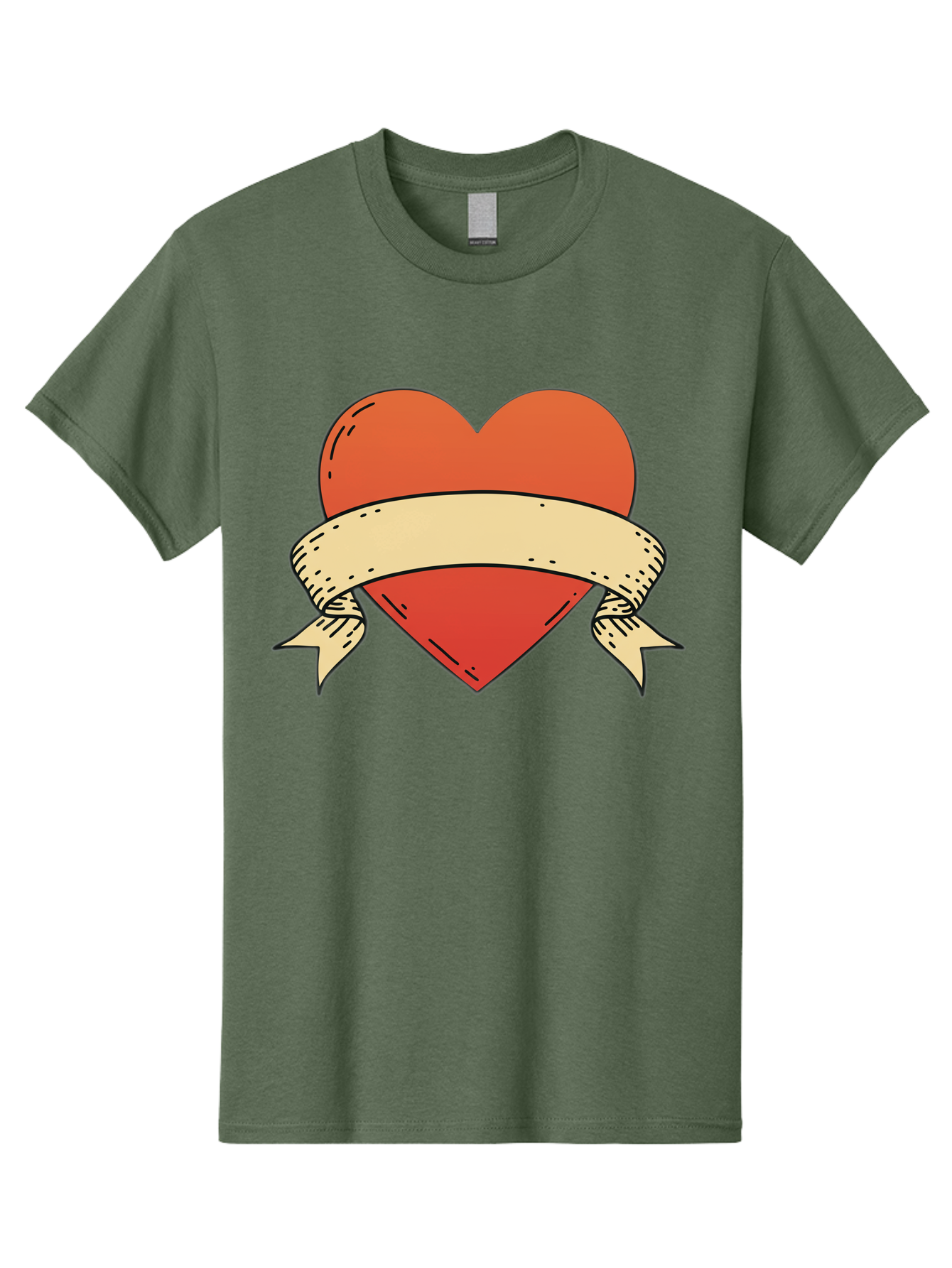 Banner-Heart Men'S Graphic Tee, 100% Cotton, Comfortable Casual Summer Wear, Machine Washable, Red Heart, Banner Wrapped, Tattoo Art, Cartoon Style, Heart Symbol, Ribbon Design, Classic Illustration, Love Emblem Bae124 13