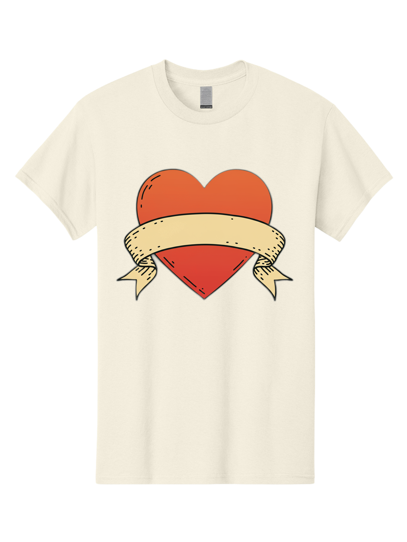 Banner-Heart Men'S Graphic Tee, 100% Cotton, Comfortable Casual Summer Wear, Machine Washable, Red Heart, Banner Wrapped, Tattoo Art, Cartoon Style, Heart Symbol, Ribbon Design, Classic Illustration, Love Emblem Bae124 9