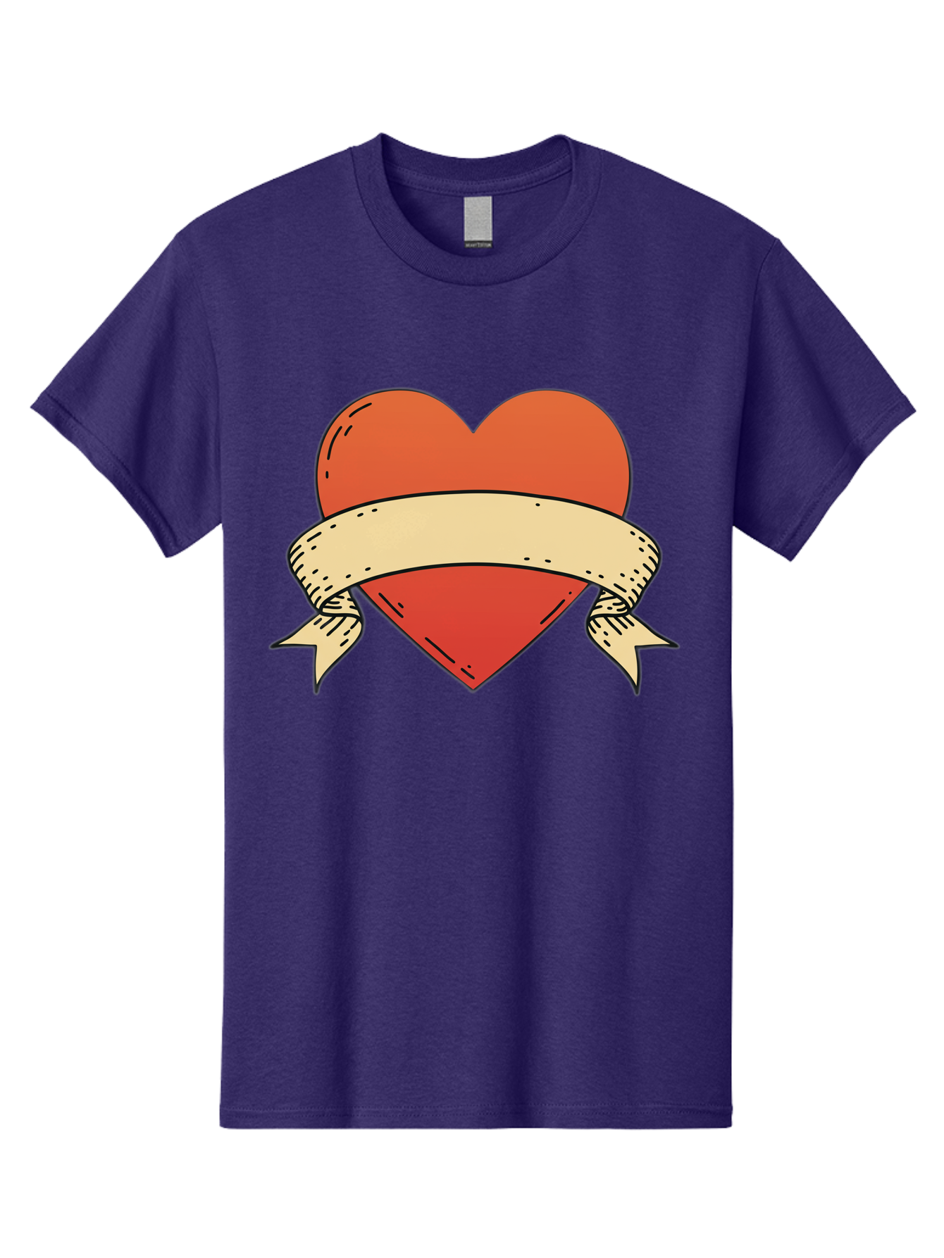 Banner-Heart Men'S Graphic Tee, 100% Cotton, Comfortable Casual Summer Wear, Machine Washable, Red Heart, Banner Wrapped, Tattoo Art, Cartoon Style, Heart Symbol, Ribbon Design, Classic Illustration, Love Emblem Bae124 10