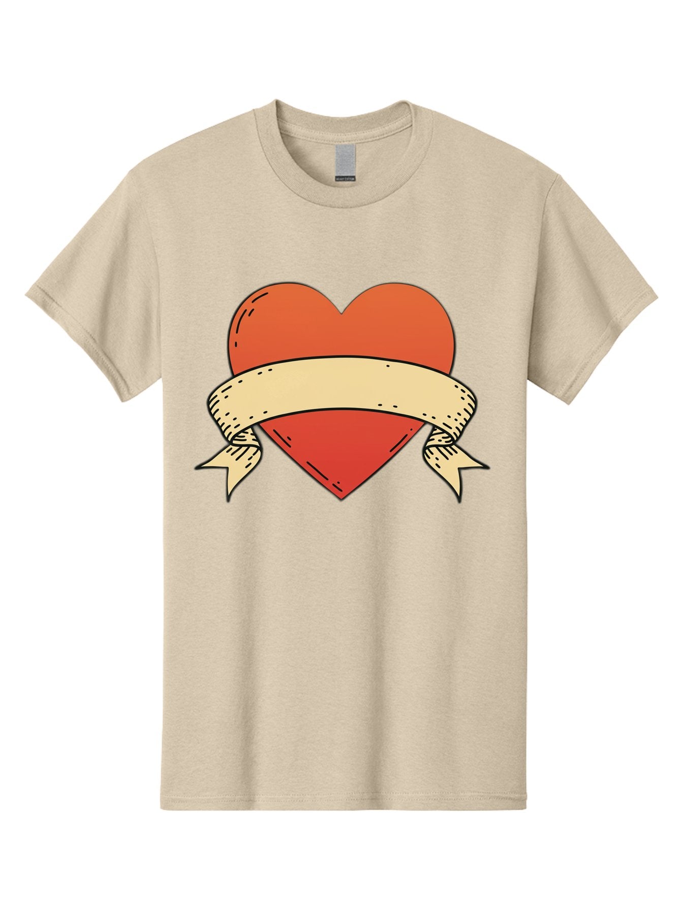 Banner-Heart Men'S Graphic Tee, 100% Cotton, Comfortable Casual Summer Wear, Machine Washable, Red Heart, Banner Wrapped, Tattoo Art, Cartoon Style, Heart Symbol, Ribbon Design, Classic Illustration, Love Emblem Bae124 13