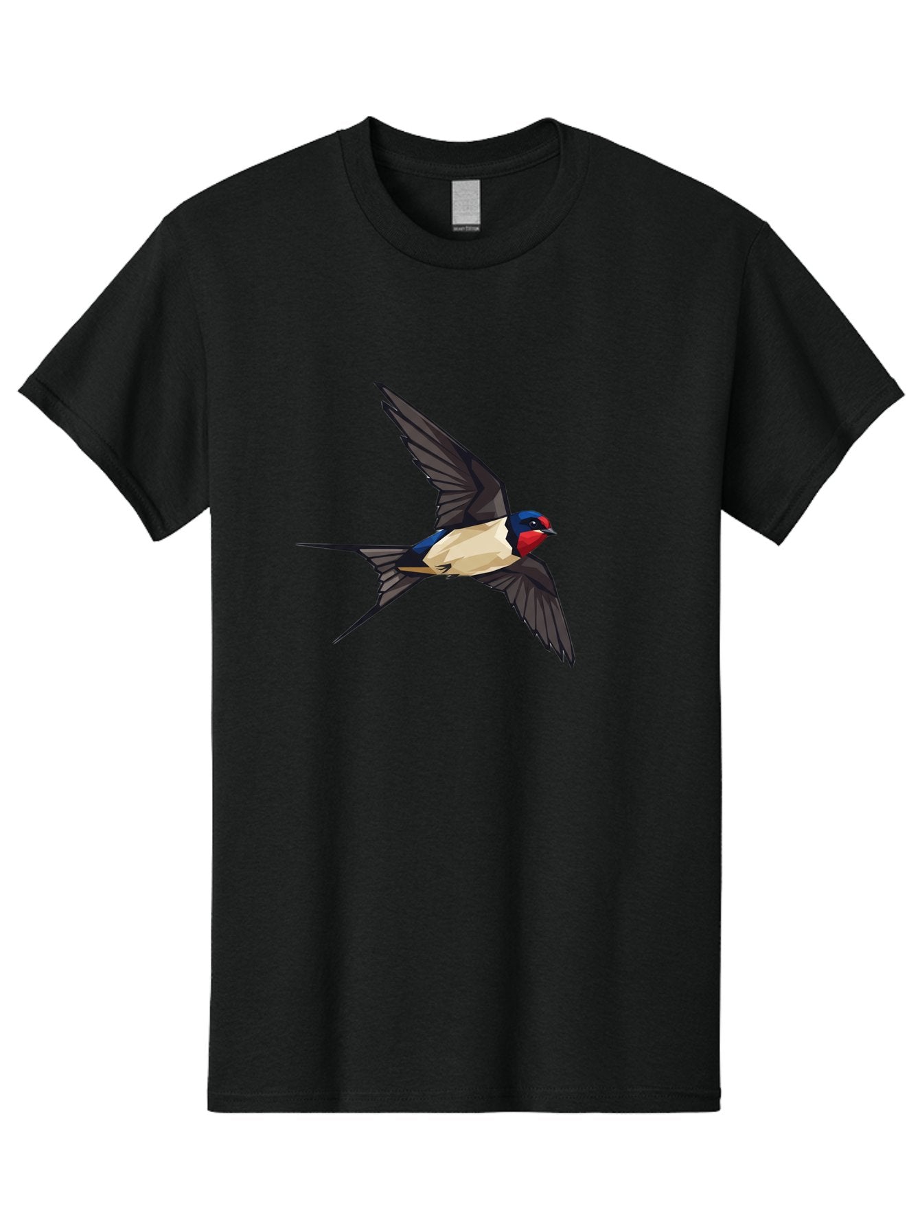 Barn-Swallow Men'S Graphic Tee, 100% Cotton, Comfortable Casual Summer Wear, Machine Washable, Swallow Bird In Flight, Bird Flying, Wings Spread, Colorful Plumage, Red Face, Blue Head, White Belly, Black Wings, Wildlife, Nature Graphics, Bae125 6