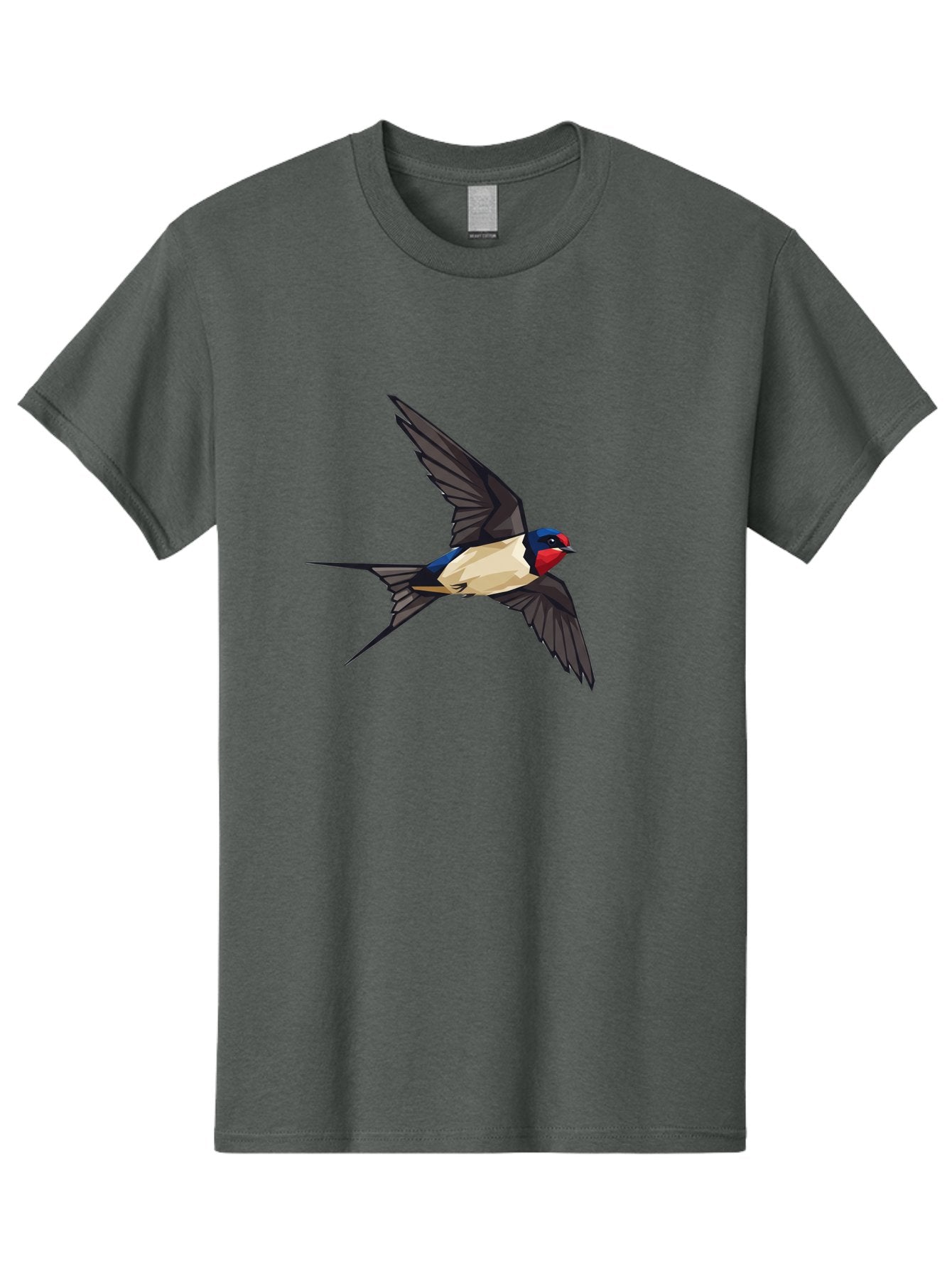 Barn-Swallow Men'S Graphic Tee, 100% Cotton, Comfortable Casual Summer Wear, Machine Washable, Swallow Bird In Flight, Bird Flying, Wings Spread, Colorful Plumage, Red Face, Blue Head, White Belly, Black Wings, Wildlife, Nature Graphics, Bae125 11
