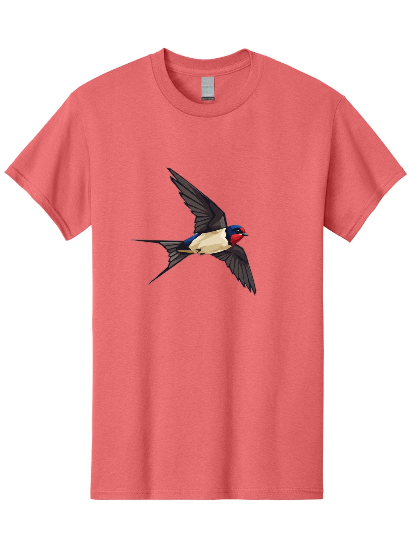 Barn-Swallow Men'S Graphic Tee, 100% Cotton, Comfortable Casual Summer Wear, Machine Washable, Swallow Bird In Flight, Bird Flying, Wings Spread, Colorful Plumage, Red Face, Blue Head, White Belly, Black Wings, Wildlife, Nature Graphics, Bae125 10