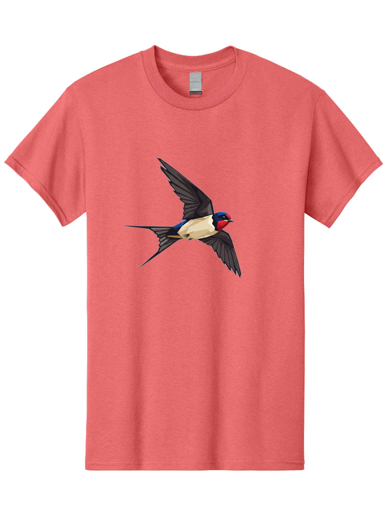 Barn-Swallow Men'S Graphic Tee, 100% Cotton, Comfortable Casual Summer Wear, Machine Washable, Swallow Bird In Flight, Bird Flying, Wings Spread, Colorful Plumage, Red Face, Blue Head, White Belly, Black Wings, Wildlife, Nature Graphics, Bae125 14