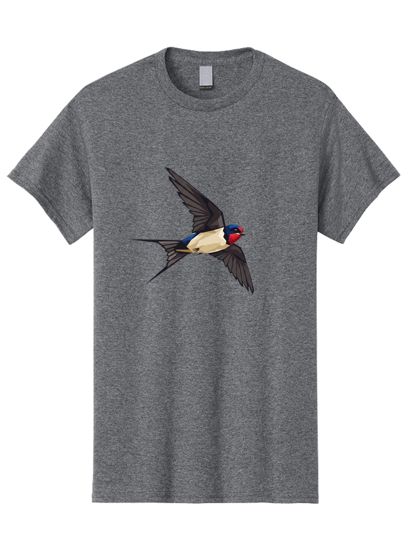 Barn-Swallow Men'S Graphic Tee, 100% Cotton, Comfortable Casual Summer Wear, Machine Washable, Swallow Bird In Flight, Bird Flying, Wings Spread, Colorful Plumage, Red Face, Blue Head, White Belly, Black Wings, Wildlife, Nature Graphics, Bae125 8