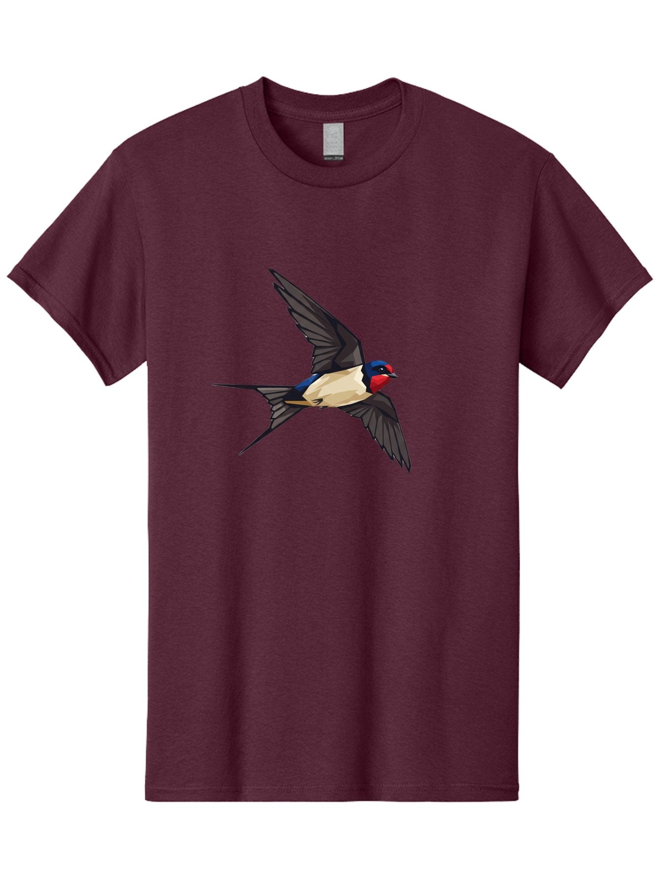Barn-Swallow Men'S Graphic Tee, 100% Cotton, Comfortable Casual Summer Wear, Machine Washable, Swallow Bird In Flight, Bird Flying, Wings Spread, Colorful Plumage, Red Face, Blue Head, White Belly, Black Wings, Wildlife, Nature Graphics, Bae125 9