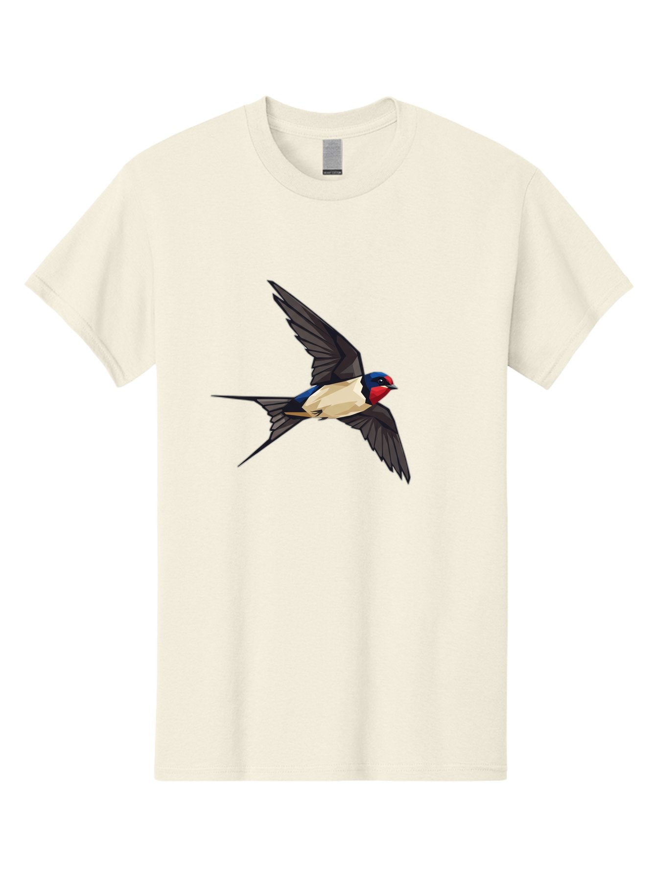 Barn-Swallow Men'S Graphic Tee, 100% Cotton, Comfortable Casual Summer Wear, Machine Washable, Swallow Bird In Flight, Bird Flying, Wings Spread, Colorful Plumage, Red Face, Blue Head, White Belly, Black Wings, Wildlife, Nature Graphics, Bae125