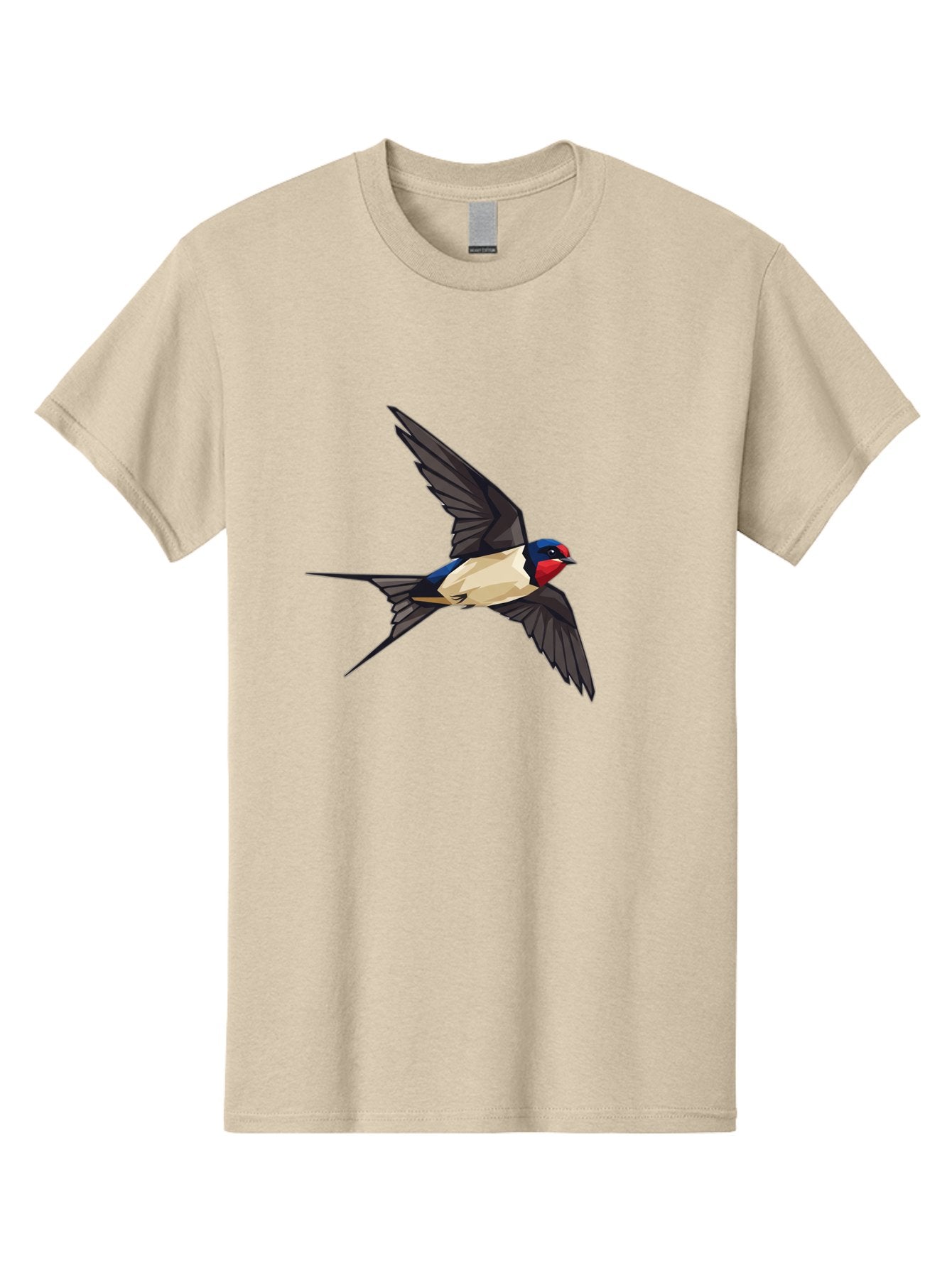 Barn-Swallow Men'S Graphic Tee, 100% Cotton, Comfortable Casual Summer Wear, Machine Washable, Swallow Bird In Flight, Bird Flying, Wings Spread, Colorful Plumage, Red Face, Blue Head, White Belly, Black Wings, Wildlife, Nature Graphics, Bae125 3