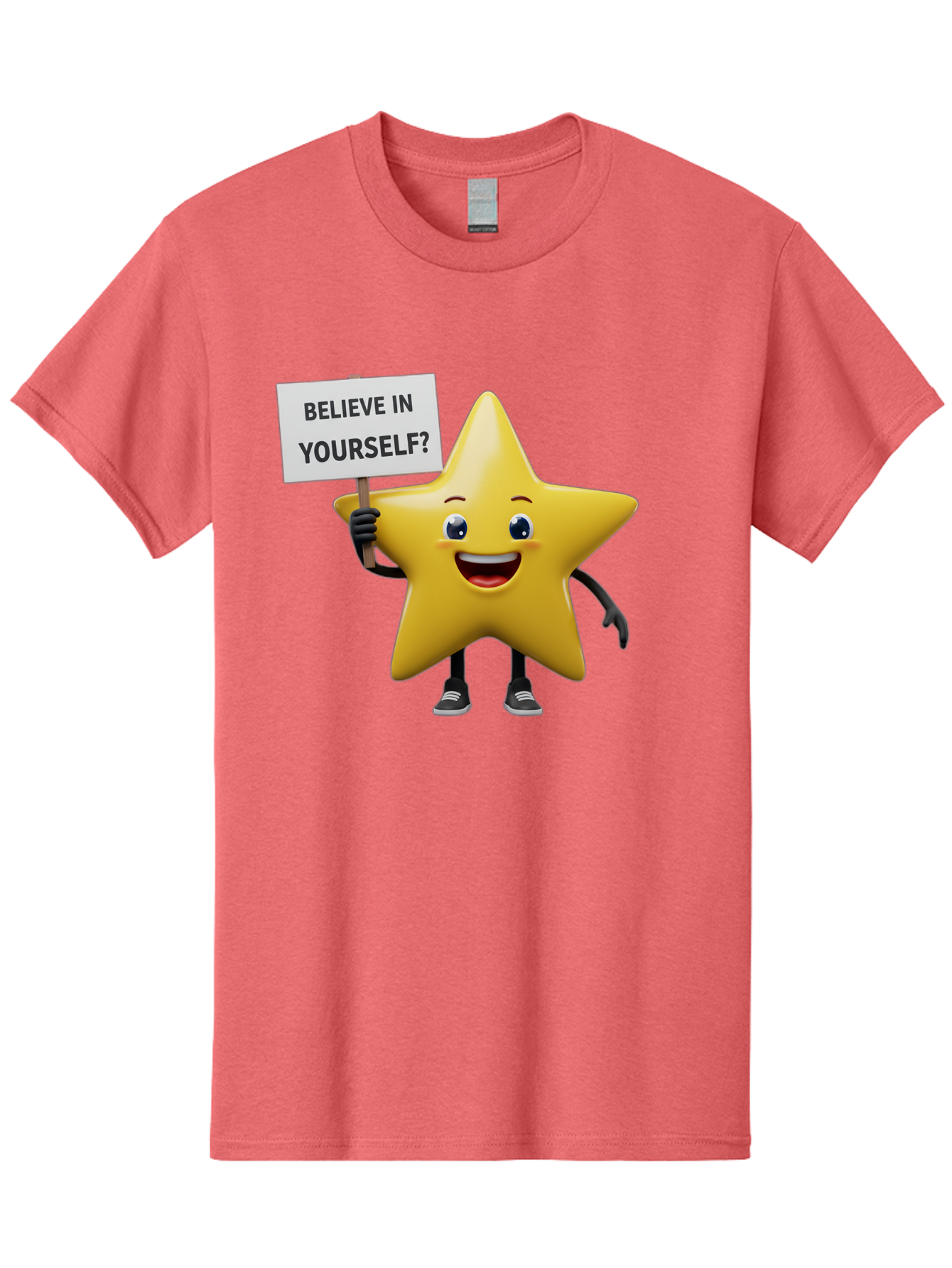 Believe-In-Yourself-1 Men'S Graphic Tee, 100% Cotton, Comfortable Casual Summer Wear, Machine Washable, Motivational Star, Believe In Yourself, Inspirational Quote, Positive Message, Cartoon Character, Happy Emotions, Confidence Booster, Bae126 11