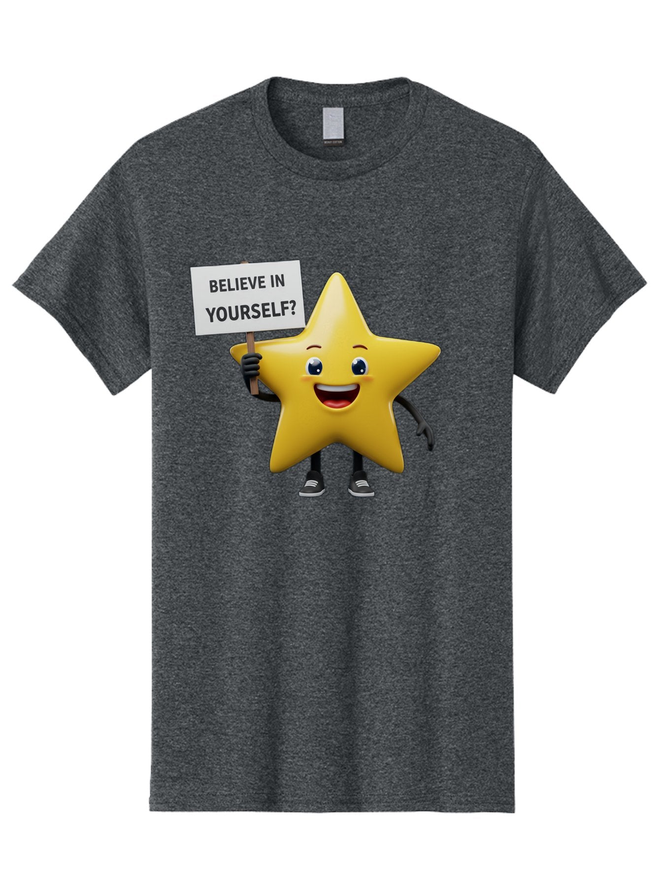 Believe-In-Yourself-1 Men'S Graphic Tee, 100% Cotton, Comfortable Casual Summer Wear, Machine Washable, Motivational Star, Believe In Yourself, Inspirational Quote, Positive Message, Cartoon Character, Happy Emotions, Confidence Booster, Bae126 7