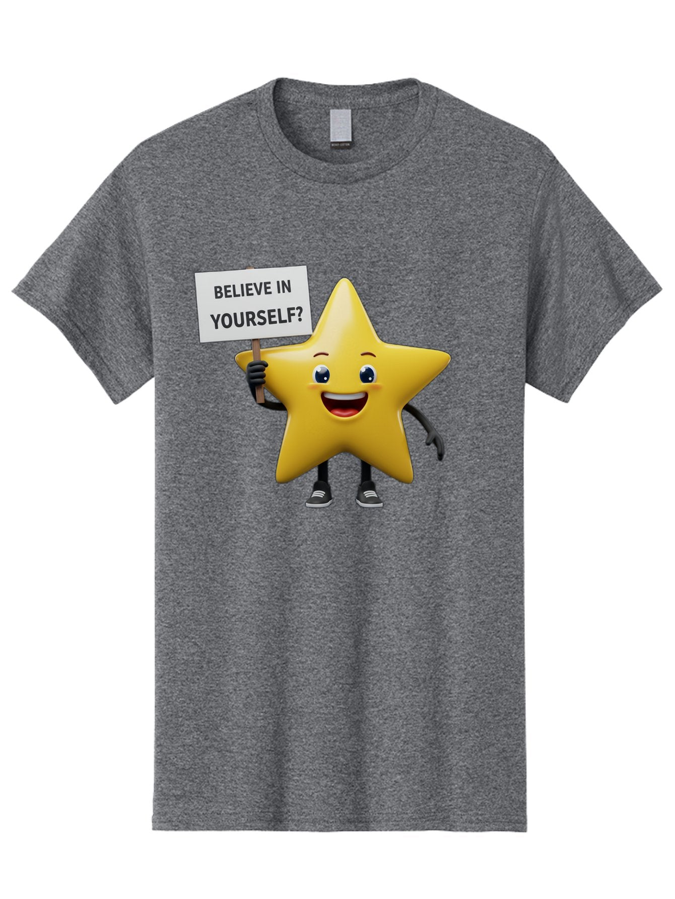 Believe-In-Yourself-1 Men'S Graphic Tee, 100% Cotton, Comfortable Casual Summer Wear, Machine Washable, Motivational Star, Believe In Yourself, Inspirational Quote, Positive Message, Cartoon Character, Happy Emotions, Confidence Booster, Bae126 15