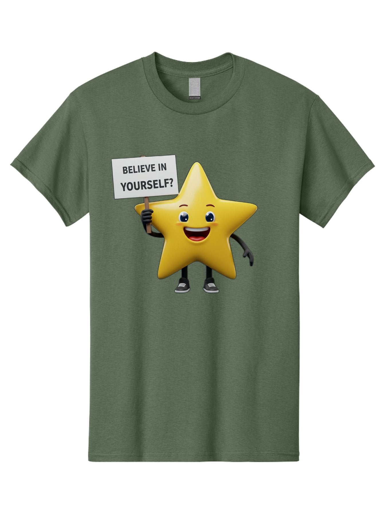 Believe-In-Yourself-1 Men'S Graphic Tee, 100% Cotton, Comfortable Casual Summer Wear, Machine Washable, Motivational Star, Believe In Yourself, Inspirational Quote, Positive Message, Cartoon Character, Happy Emotions, Confidence Booster, Bae126 10