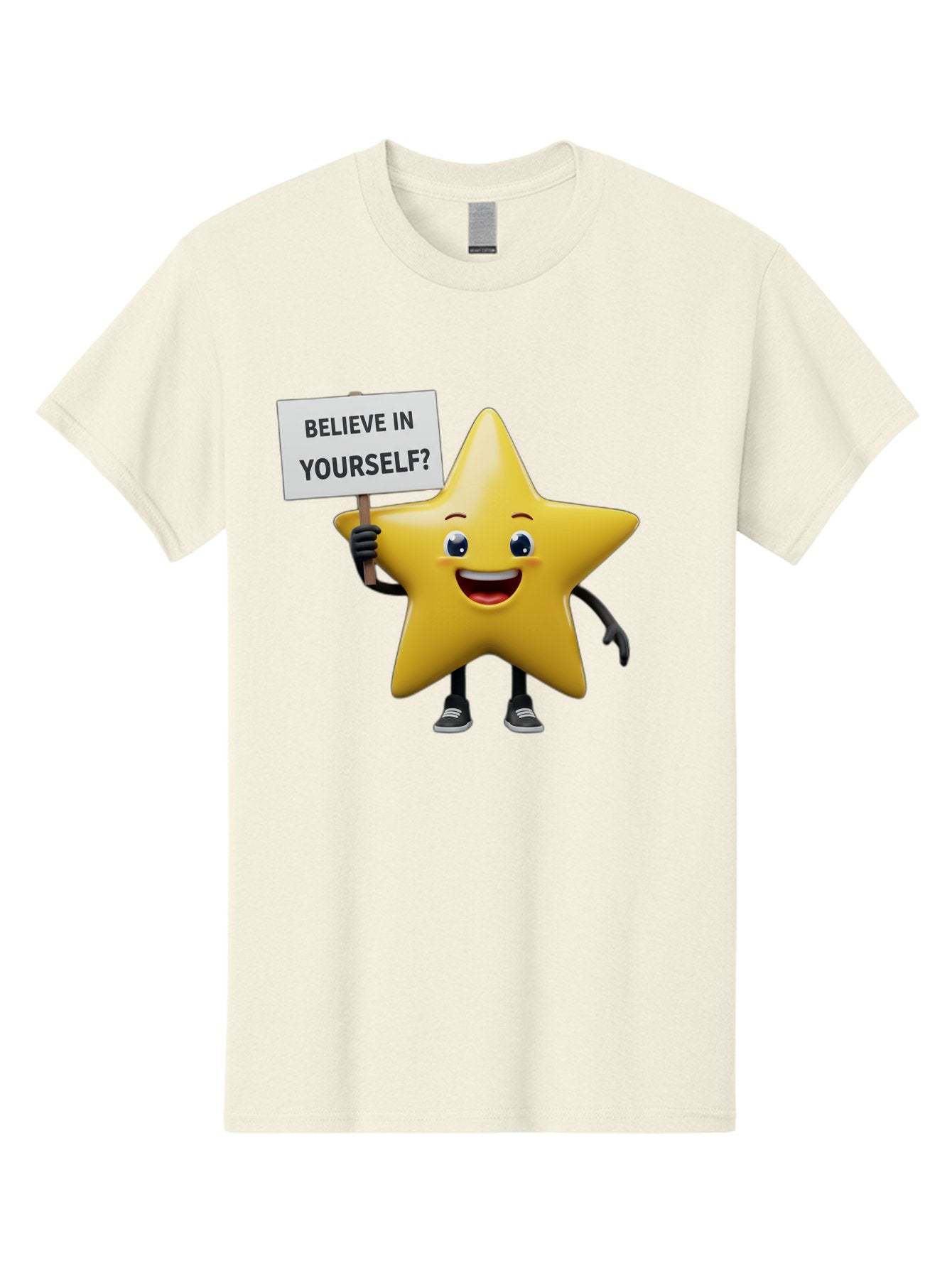 Believe-In-Yourself-1 Men'S Graphic Tee, 100% Cotton, Comfortable Casual Summer Wear, Machine Washable, Motivational Star, Believe In Yourself, Inspirational Quote, Positive Message, Cartoon Character, Happy Emotions, Confidence Booster, Bae126 12
