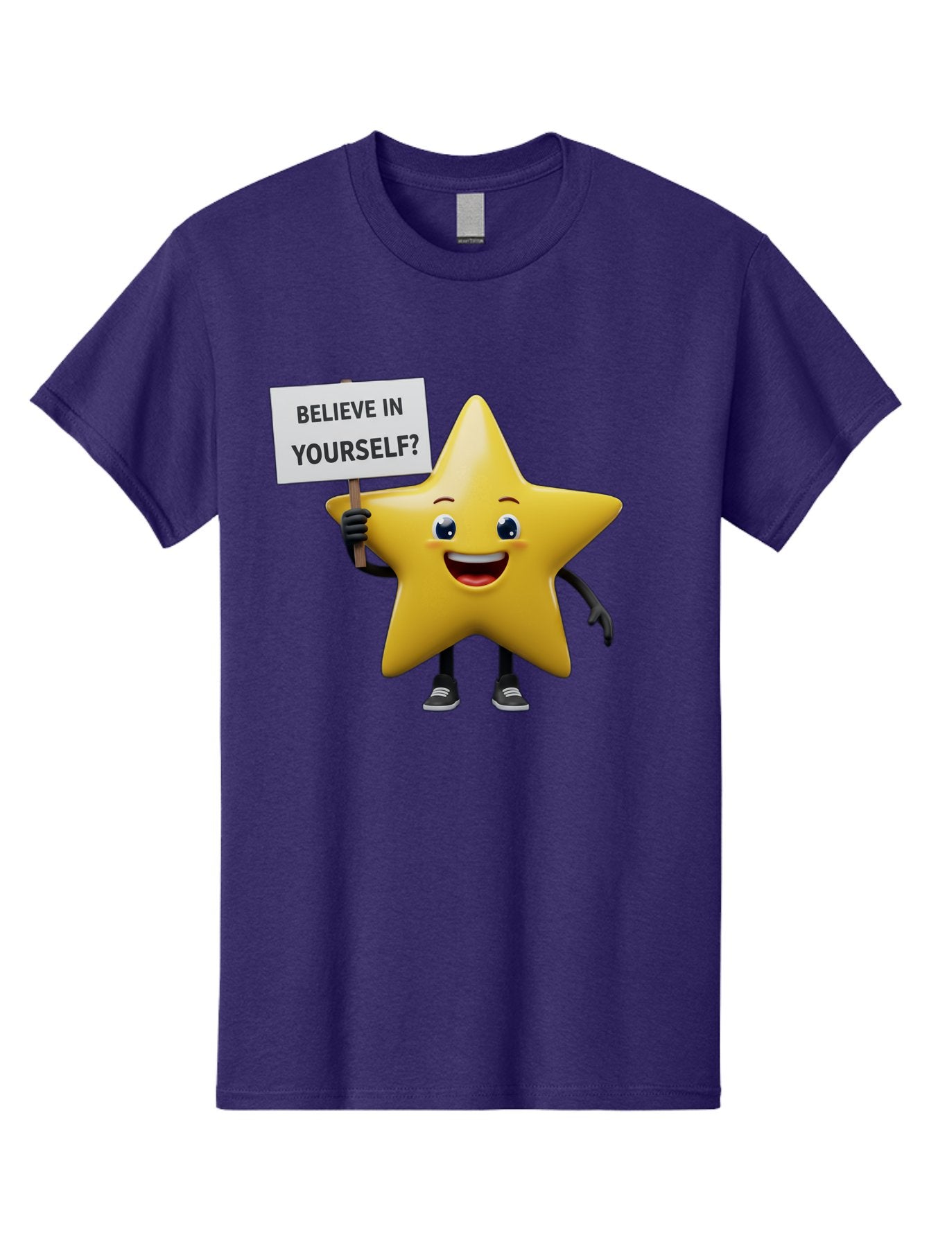 Believe-In-Yourself-1 Men'S Graphic Tee, 100% Cotton, Comfortable Casual Summer Wear, Machine Washable, Motivational Star, Believe In Yourself, Inspirational Quote, Positive Message, Cartoon Character, Happy Emotions, Confidence Booster, Bae126 13