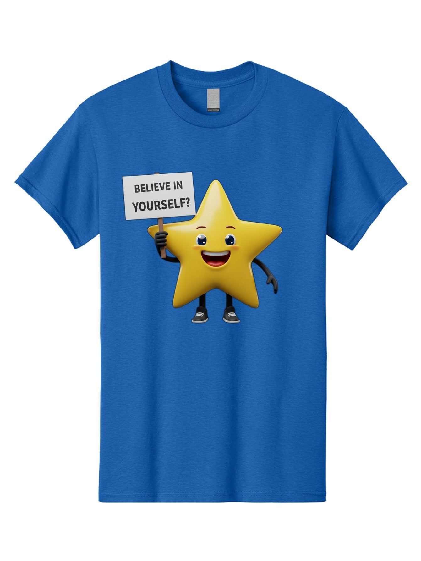 Believe-In-Yourself-1 Men'S Graphic Tee, 100% Cotton, Comfortable Casual Summer Wear, Machine Washable, Motivational Star, Believe In Yourself, Inspirational Quote, Positive Message, Cartoon Character, Happy Emotions, Confidence Booster, Bae126 3