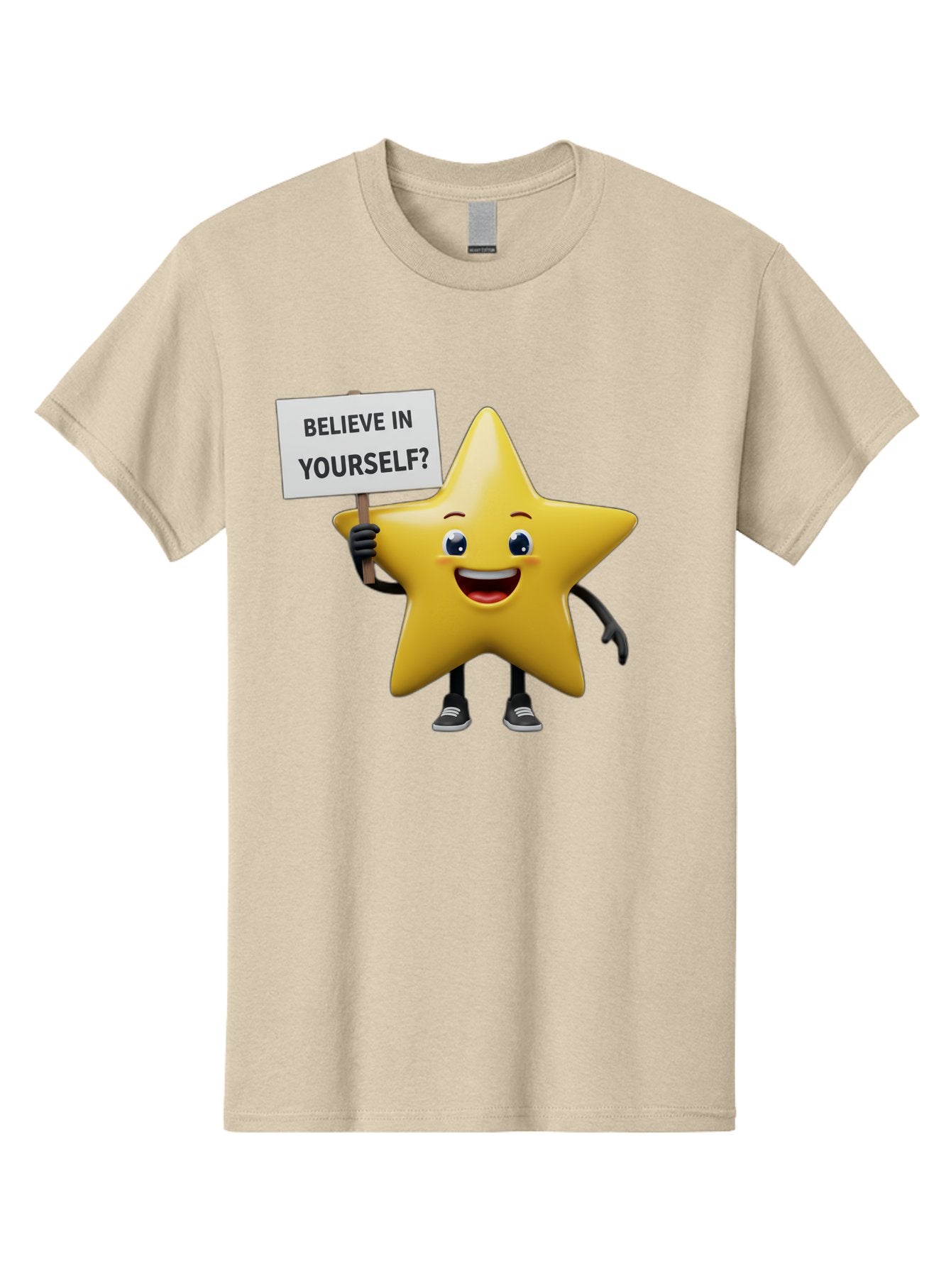 Believe-In-Yourself-1 Men'S Graphic Tee, 100% Cotton, Comfortable Casual Summer Wear, Machine Washable, Motivational Star, Believe In Yourself, Inspirational Quote, Positive Message, Cartoon Character, Happy Emotions, Confidence Booster, Bae126 6