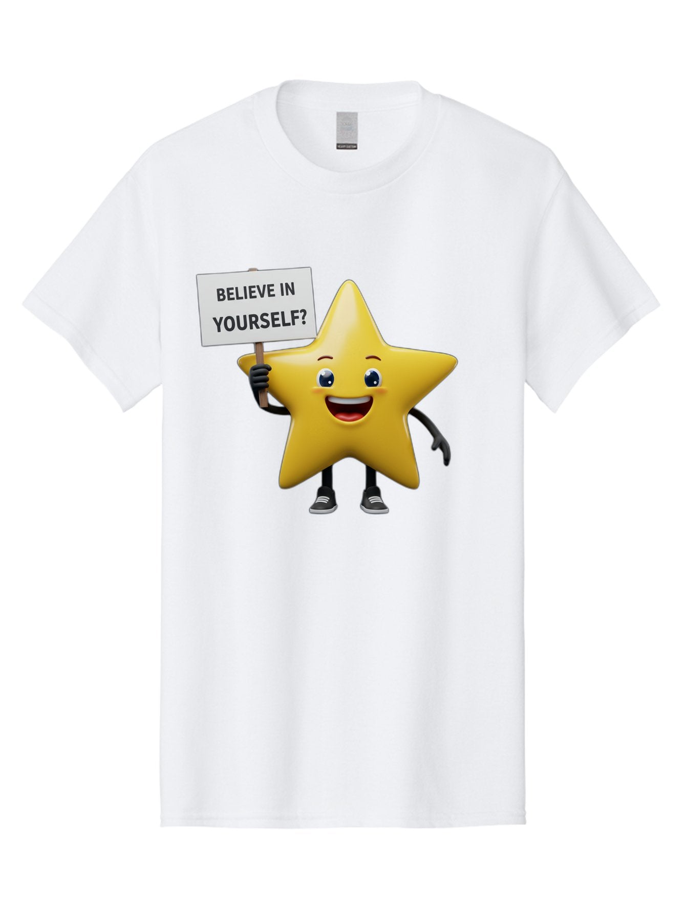 Believe-In-Yourself-1 Men'S Graphic Tee, 100% Cotton, Comfortable Casual Summer Wear, Machine Washable, Motivational Star, Believe In Yourself, Inspirational Quote, Positive Message, Cartoon Character, Happy Emotions, Confidence Booster, Bae126 11