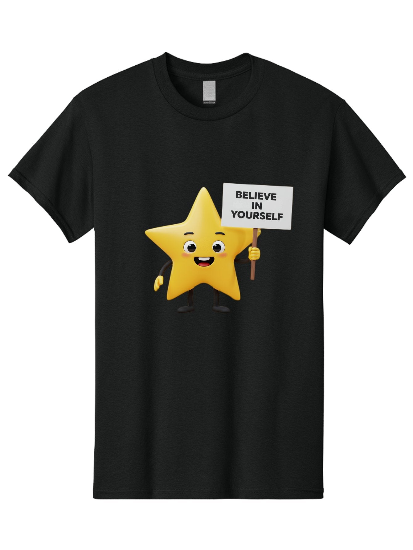 Believe-In-Yourself-3 Men'S Graphic Tee, 100% Cotton, Comfortable Casual Summer Wear, Machine Washable, Motivational Star Character, Believe In Yourself Sign, Positivity, Encouragement, Confidence Booster, Inspirational Quote, Bae129 14