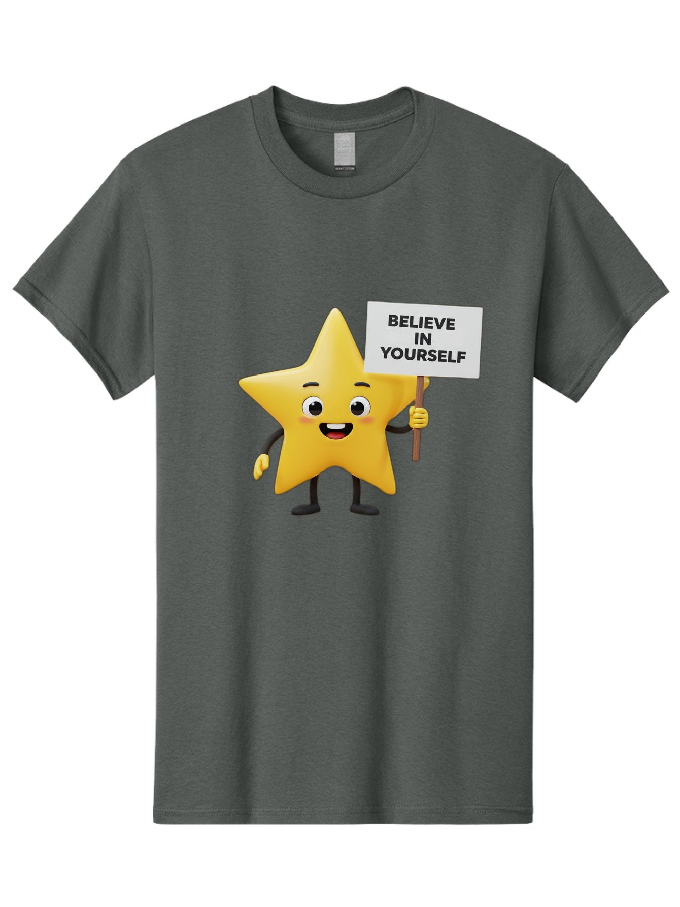 Believe-In-Yourself-3 Men'S Graphic Tee, 100% Cotton, Comfortable Casual Summer Wear, Machine Washable, Motivational Star Character, Believe In Yourself Sign, Positivity, Encouragement, Confidence Booster, Inspirational Quote, Bae129 6