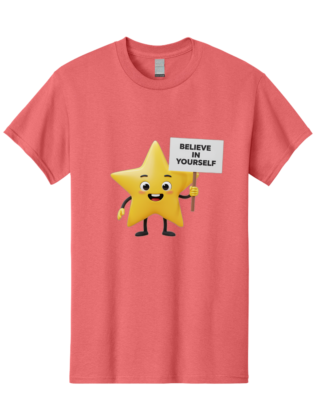 Believe-In-Yourself-3 Men'S Graphic Tee, 100% Cotton, Comfortable Casual Summer Wear, Machine Washable, Motivational Star Character, Believe In Yourself Sign, Positivity, Encouragement, Confidence Booster, Inspirational Quote, Bae129 11