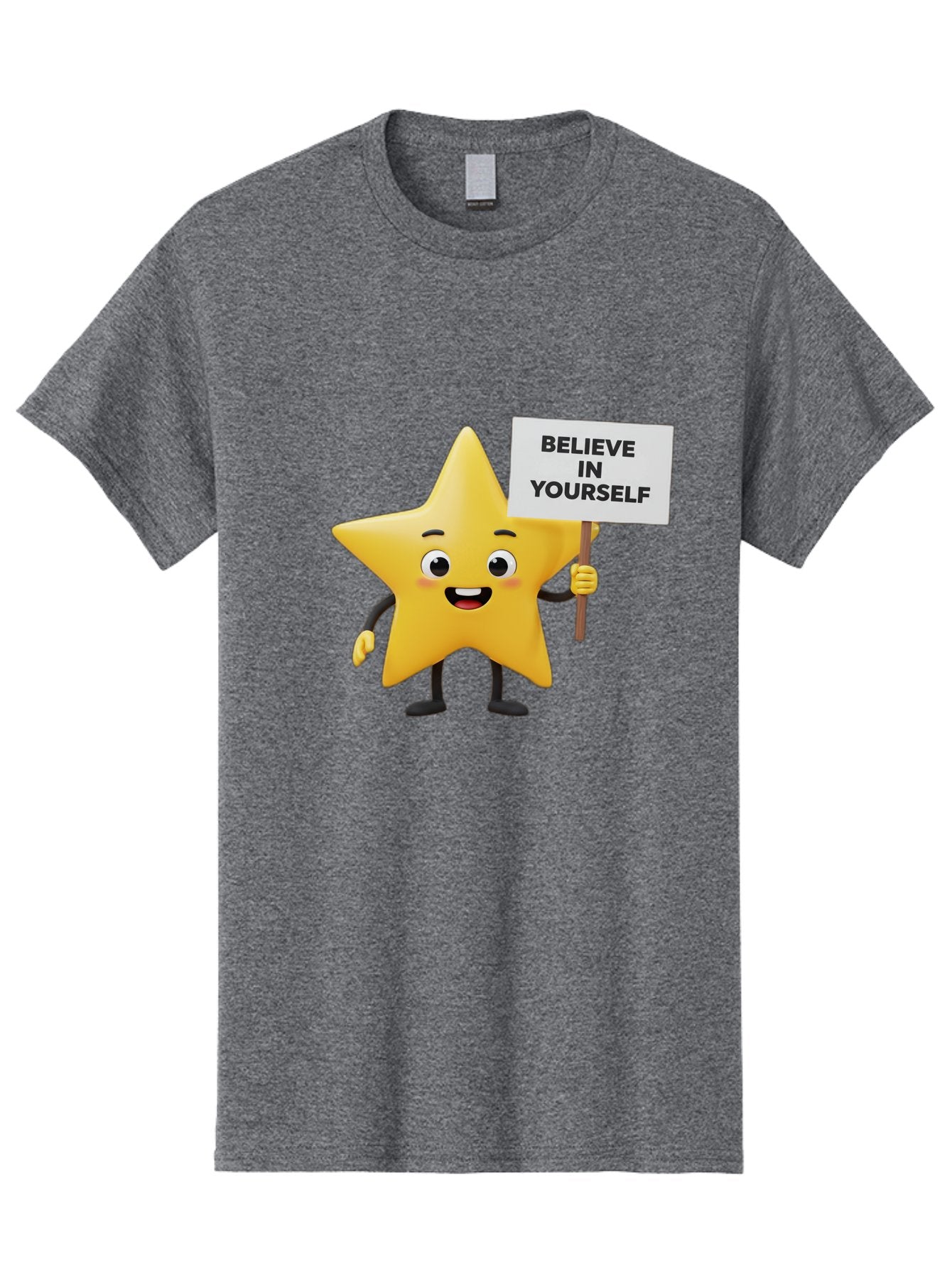 Believe-In-Yourself-3 Men'S Graphic Tee, 100% Cotton, Comfortable Casual Summer Wear, Machine Washable, Motivational Star Character, Believe In Yourself Sign, Positivity, Encouragement, Confidence Booster, Inspirational Quote, Bae129 7