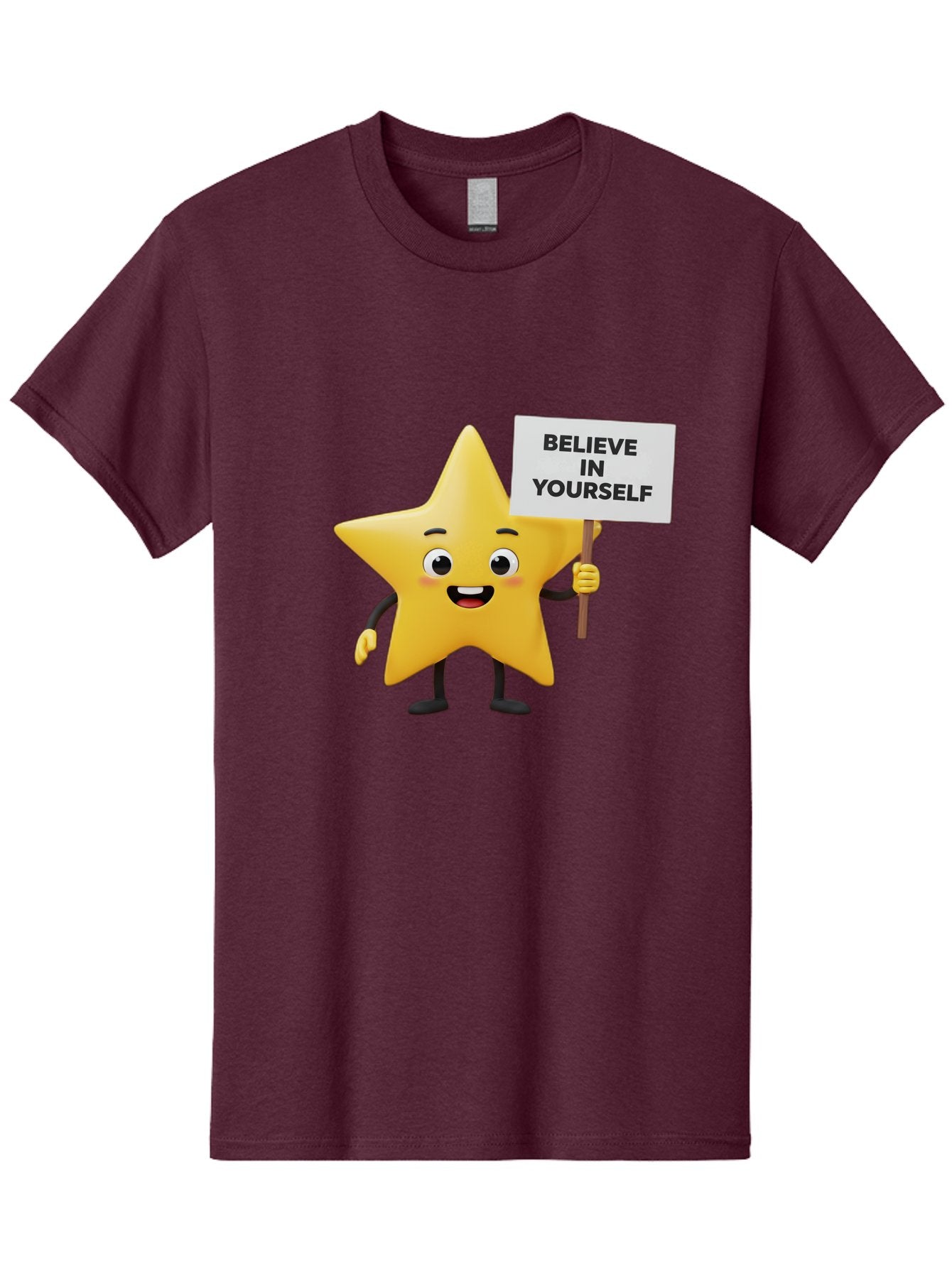 Believe-In-Yourself-3 Men'S Graphic Tee, 100% Cotton, Comfortable Casual Summer Wear, Machine Washable, Motivational Star Character, Believe In Yourself Sign, Positivity, Encouragement, Confidence Booster, Inspirational Quote, Bae129 11