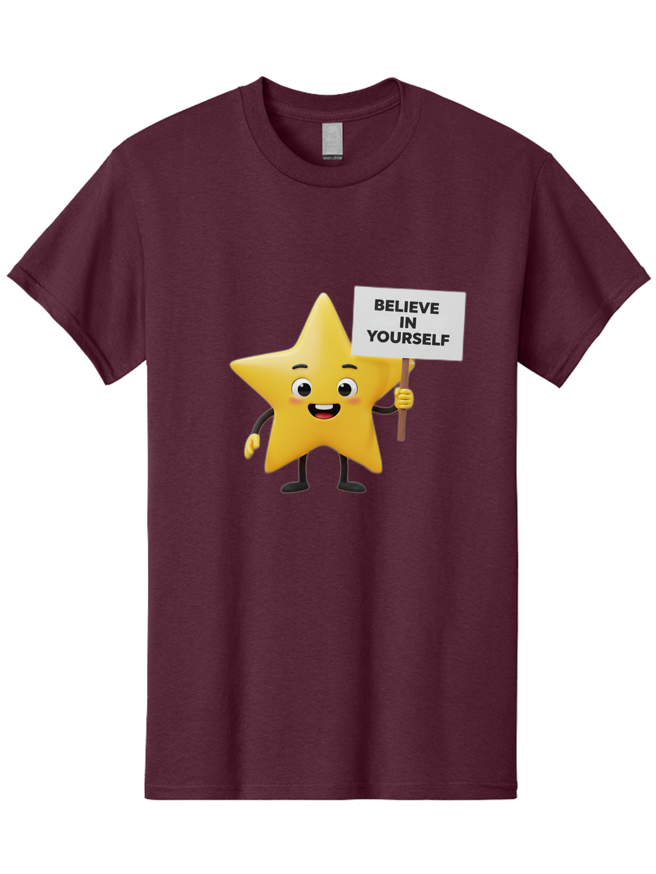 Believe-In-Yourself-3 Men'S Graphic Tee, 100% Cotton, Comfortable Casual Summer Wear, Machine Washable, Motivational Star Character, Believe In Yourself Sign, Positivity, Encouragement, Confidence Booster, Inspirational Quote, Bae129 4