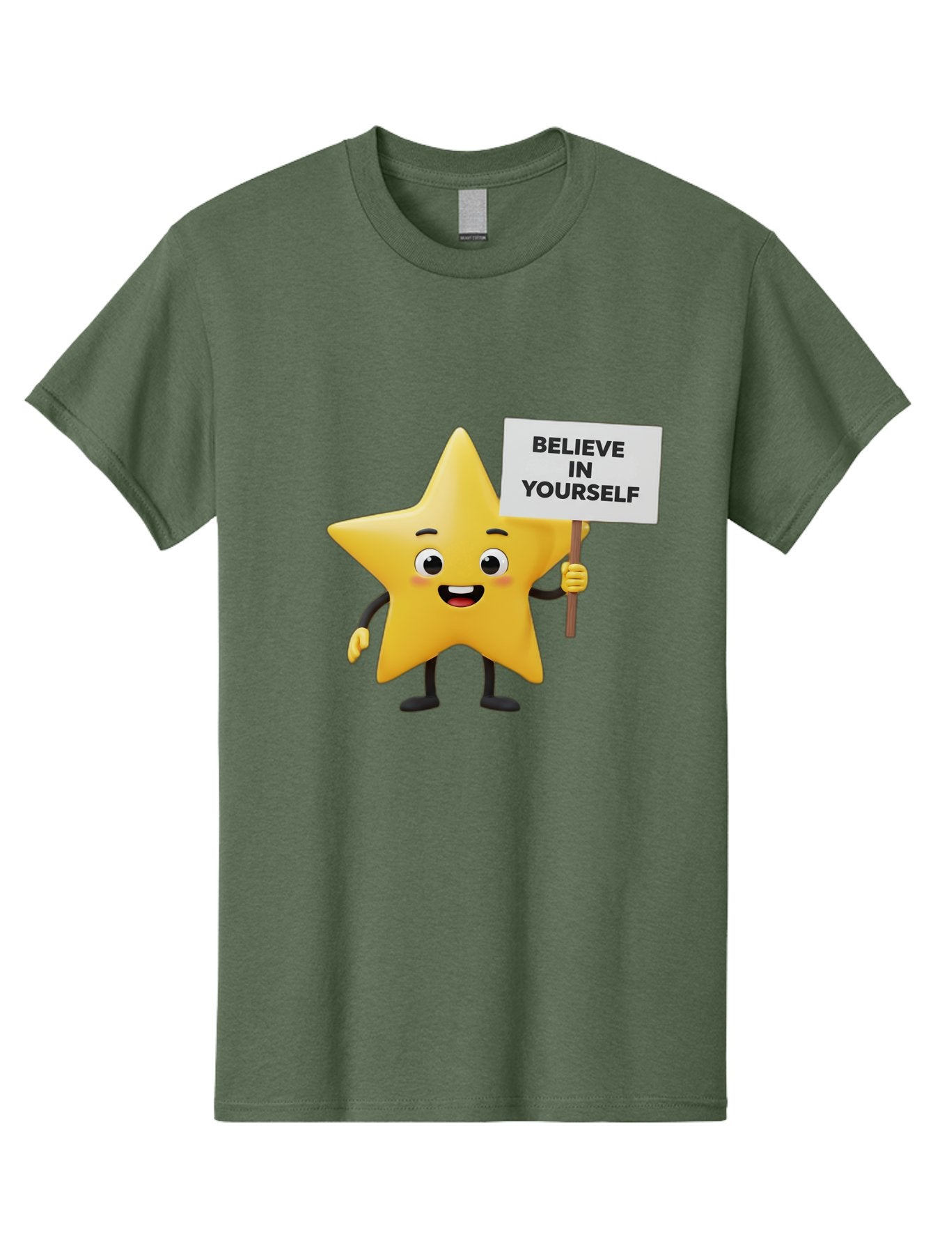 Believe-In-Yourself-3 Men'S Graphic Tee, 100% Cotton, Comfortable Casual Summer Wear, Machine Washable, Motivational Star Character, Believe In Yourself Sign, Positivity, Encouragement, Confidence Booster, Inspirational Quote, Bae129 4