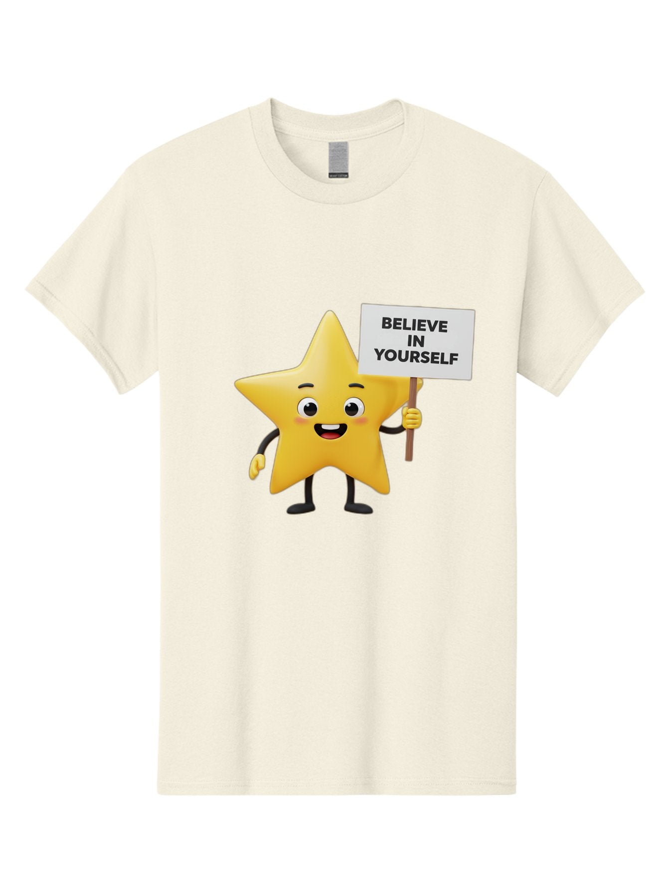 Believe-In-Yourself-3 Men'S Graphic Tee, 100% Cotton, Comfortable Casual Summer Wear, Machine Washable, Motivational Star Character, Believe In Yourself Sign, Positivity, Encouragement, Confidence Booster, Inspirational Quote, Bae129 13