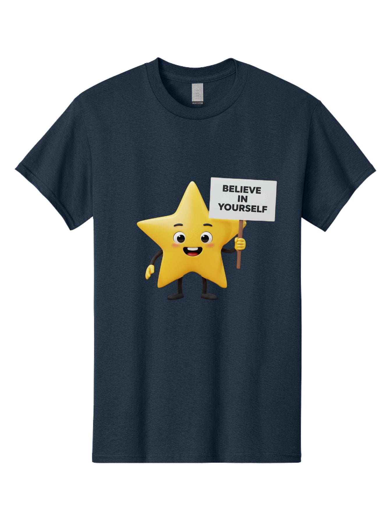 Believe-In-Yourself-3 Men'S Graphic Tee, 100% Cotton, Comfortable Casual Summer Wear, Machine Washable, Motivational Star Character, Believe In Yourself Sign, Positivity, Encouragement, Confidence Booster, Inspirational Quote, Bae129 5