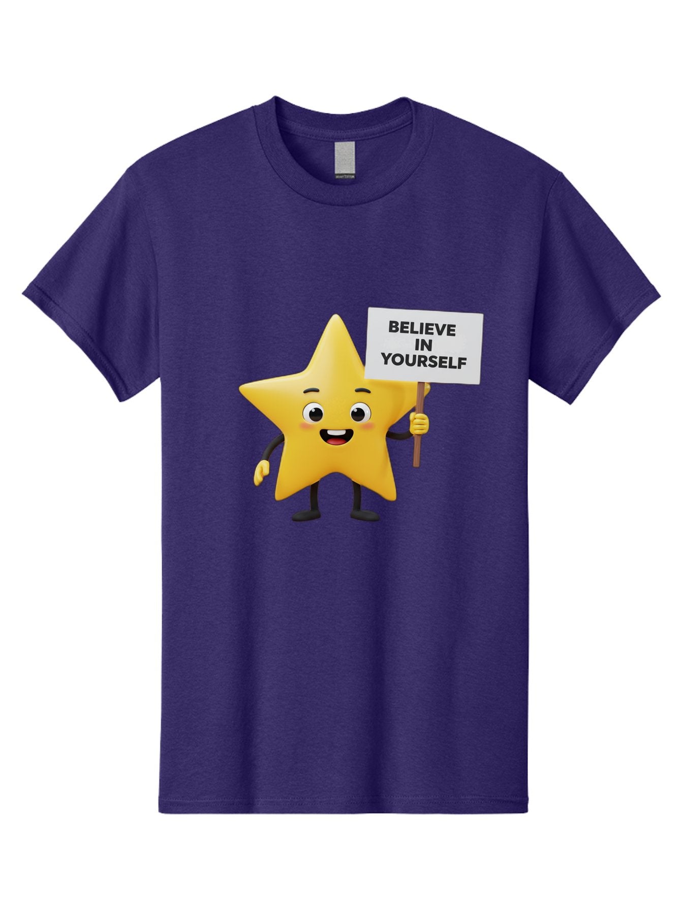 Believe-In-Yourself-3 Men'S Graphic Tee, 100% Cotton, Comfortable Casual Summer Wear, Machine Washable, Motivational Star Character, Believe In Yourself Sign, Positivity, Encouragement, Confidence Booster, Inspirational Quote, Bae129 8