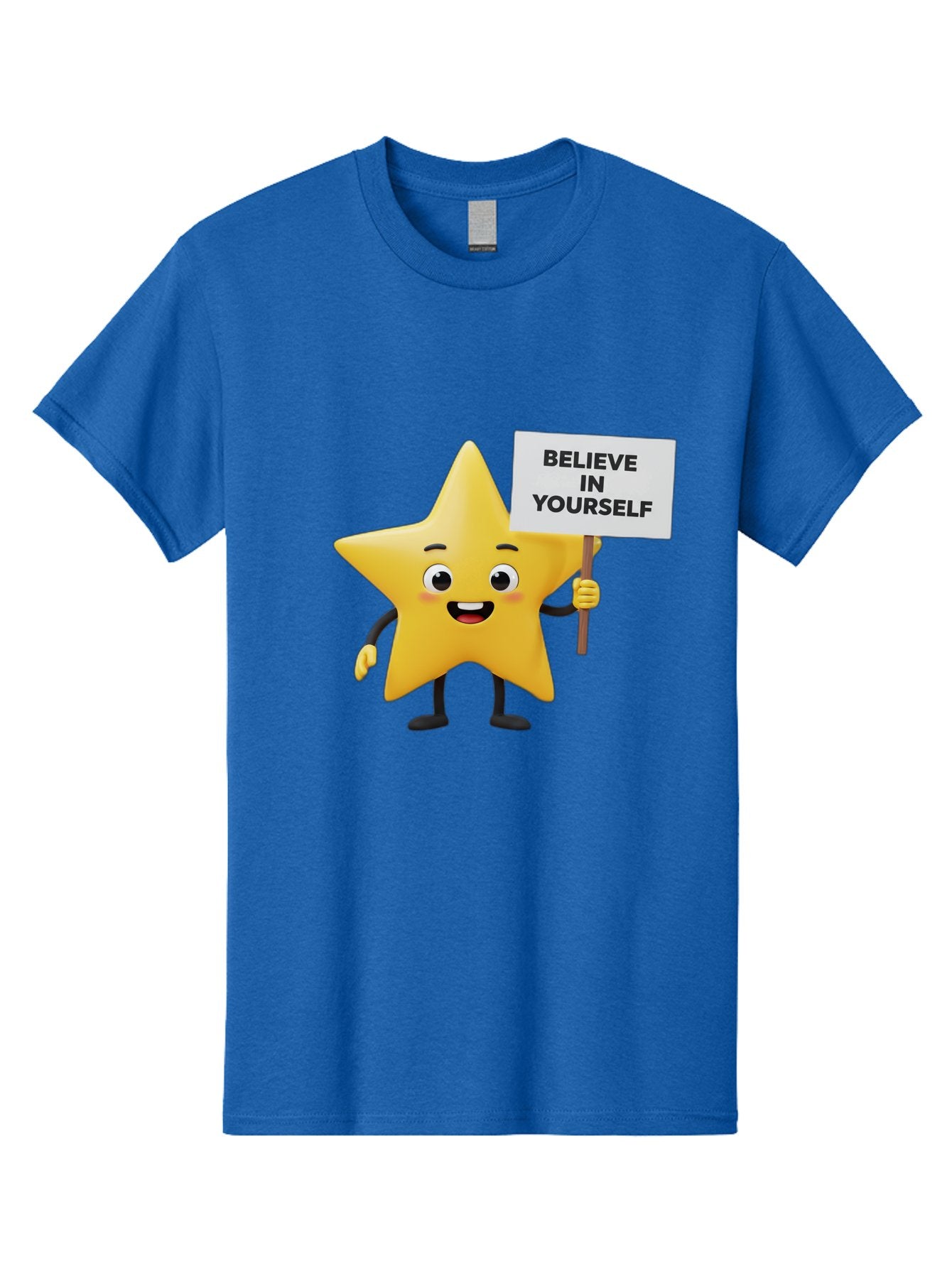 Believe-In-Yourself-3 Men'S Graphic Tee, 100% Cotton, Comfortable Casual Summer Wear, Machine Washable, Motivational Star Character, Believe In Yourself Sign, Positivity, Encouragement, Confidence Booster, Inspirational Quote, Bae129 9