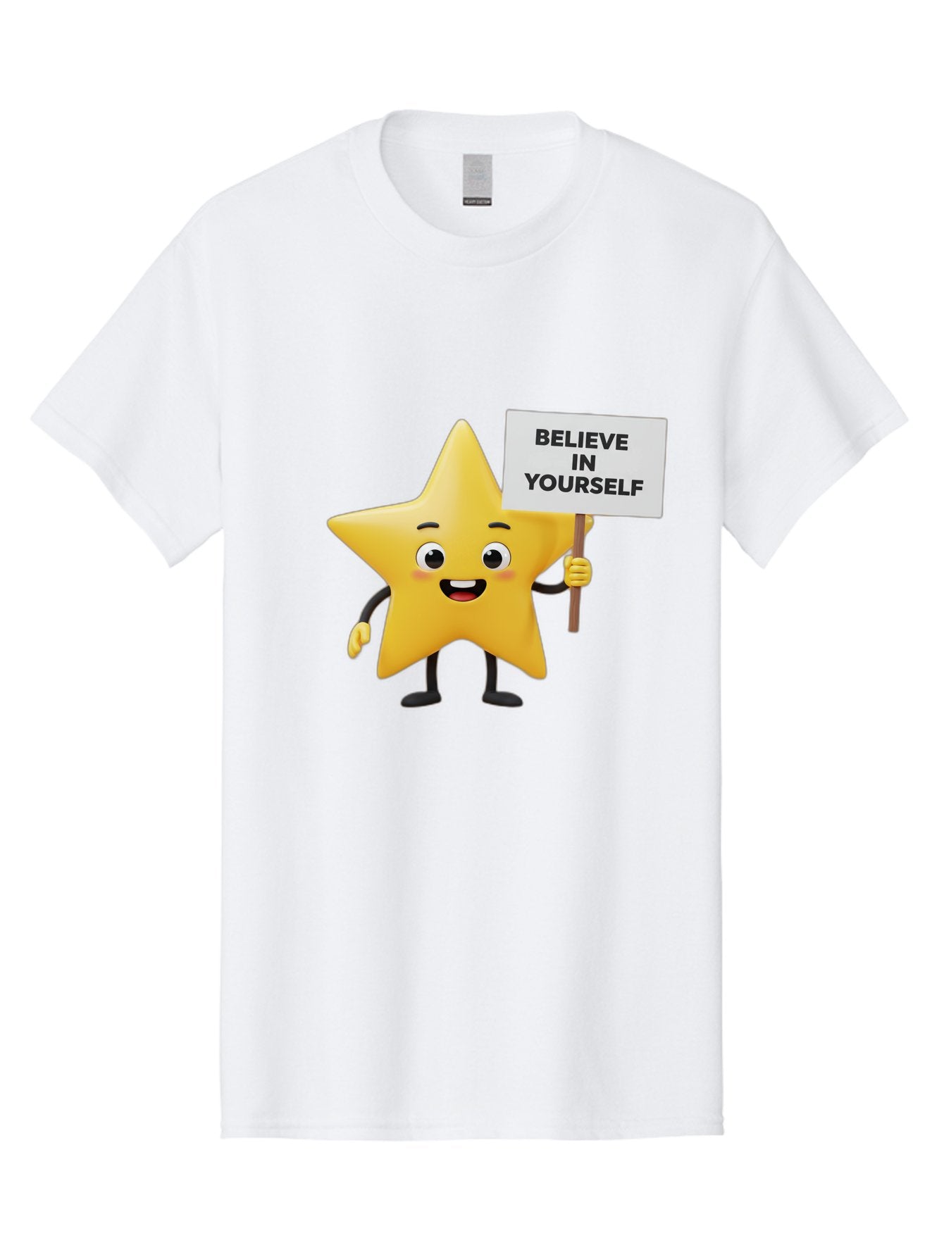 Believe-In-Yourself-3 Men'S Graphic Tee, 100% Cotton, Comfortable Casual Summer Wear, Machine Washable, Motivational Star Character, Believe In Yourself Sign, Positivity, Encouragement, Confidence Booster, Inspirational Quote, Bae129 12