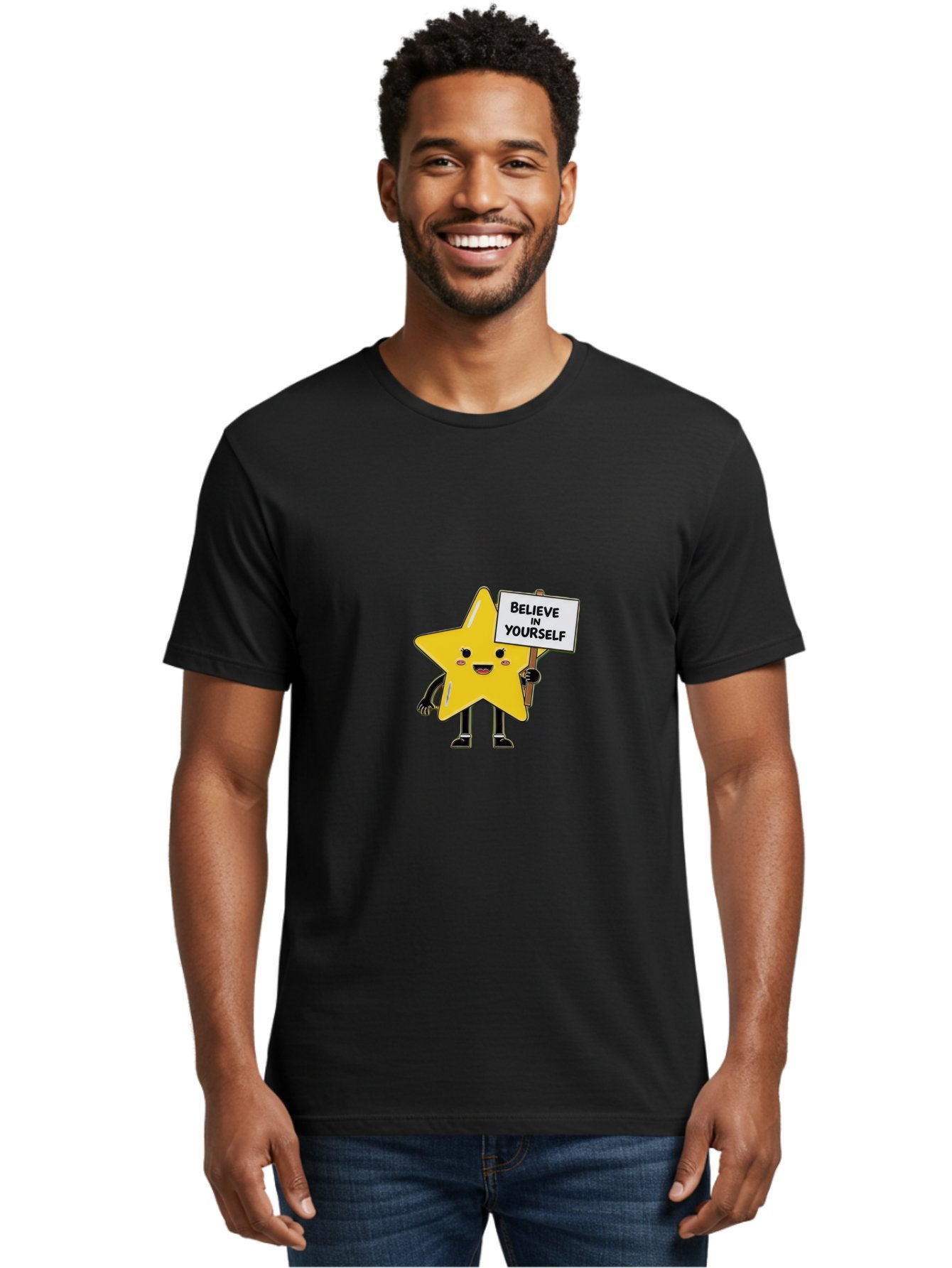 Believe-In-Yourself-5 Men'S Graphic Tee, 100% Cotton, Comfortable Casual Summer Wear, Machine Washable, Motivational Star, Believe In Yourself, Positivity, Inspiration, Confidence, Empowerment, Self-Love, Encouragement, Motivational Quotes, Bae131 19
