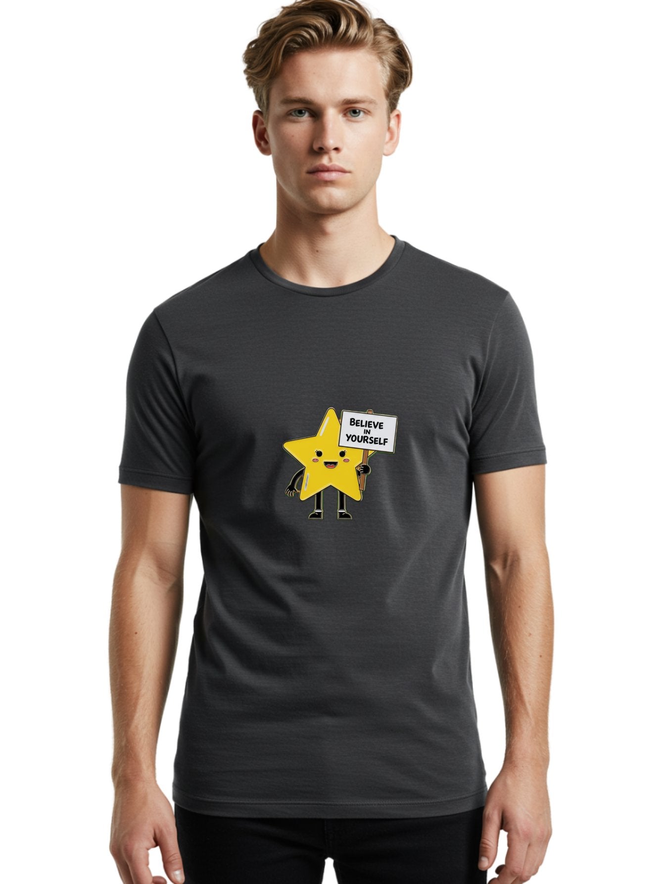 Believe-In-Yourself-5 Men'S Graphic Tee, 100% Cotton, Comfortable Casual Summer Wear, Machine Washable, Motivational Star, Believe In Yourself, Positivity, Inspiration, Confidence, Empowerment, Self-Love, Encouragement, Motivational Quotes, Bae131 16