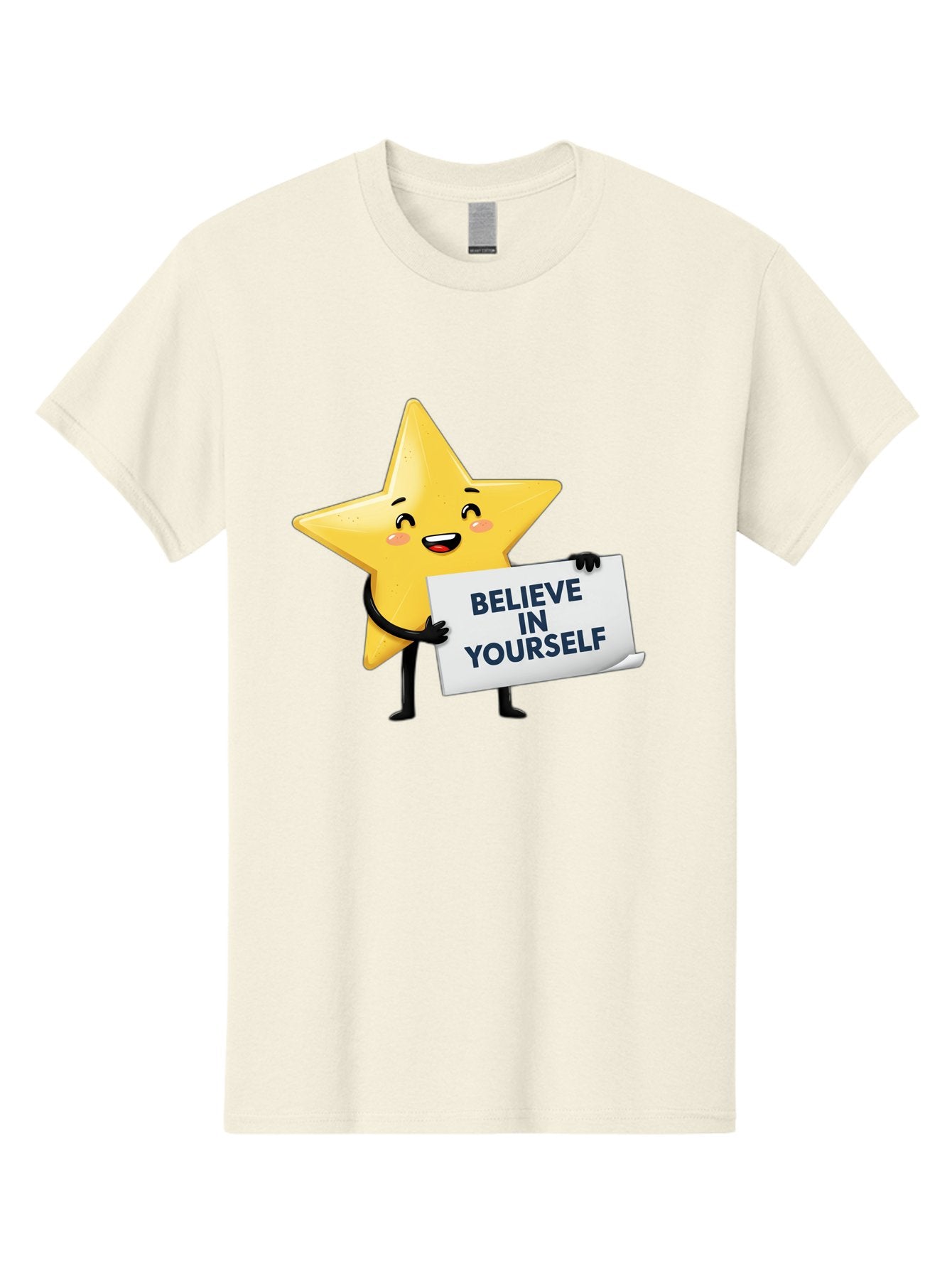 Believe-In-Yourself-9 Men'S Graphic Tee, 100% Cotton, Comfortable Casual Summer Wear, Machine Washable, Cartoon Star, Believe In Yourself, Motivational Quote, Inspirational Message, Positive Affirmation, Self-Confidence, Empowerment, Bae135